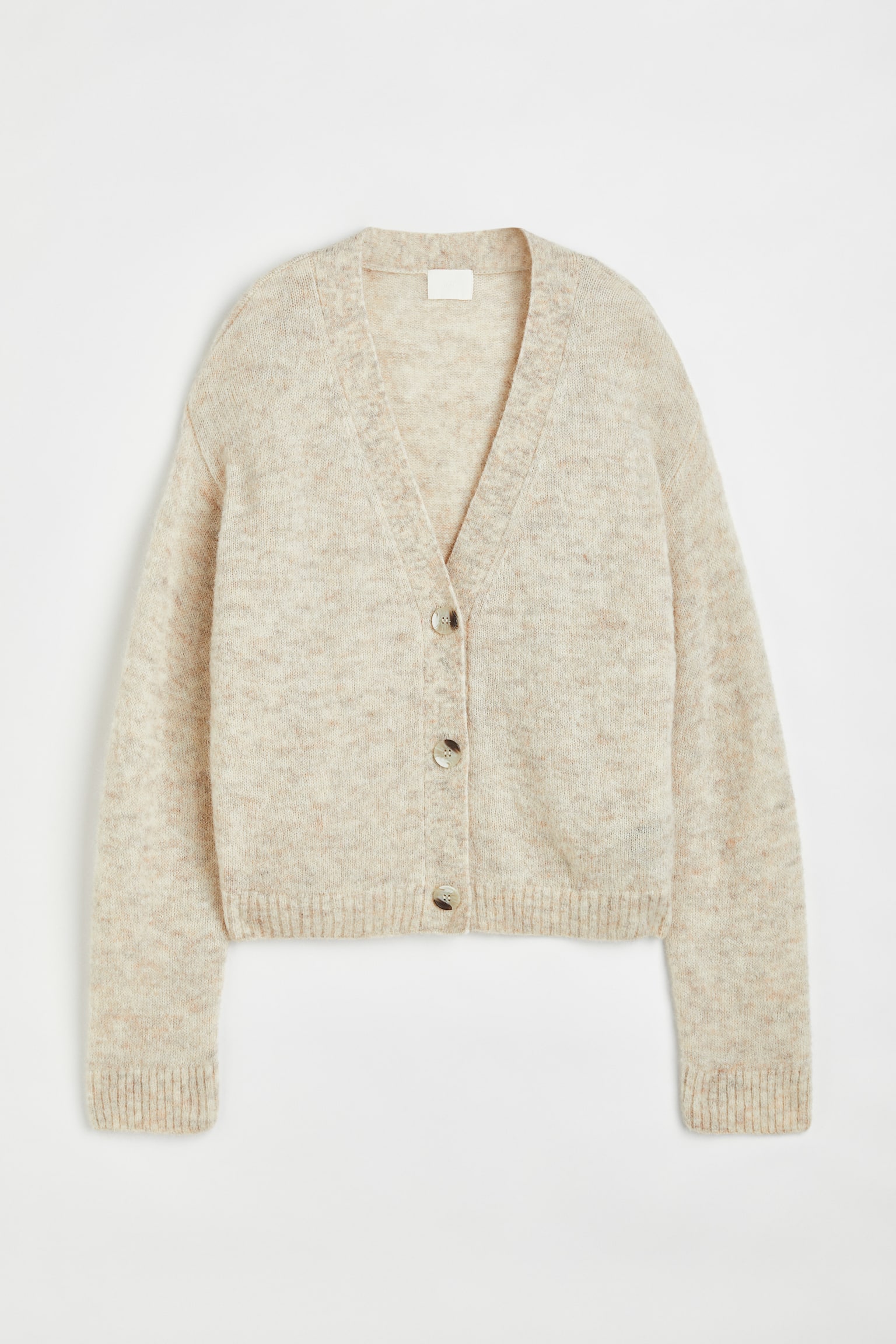 Cardigan in maglia fine di misto lana - Beige chiaro mélange