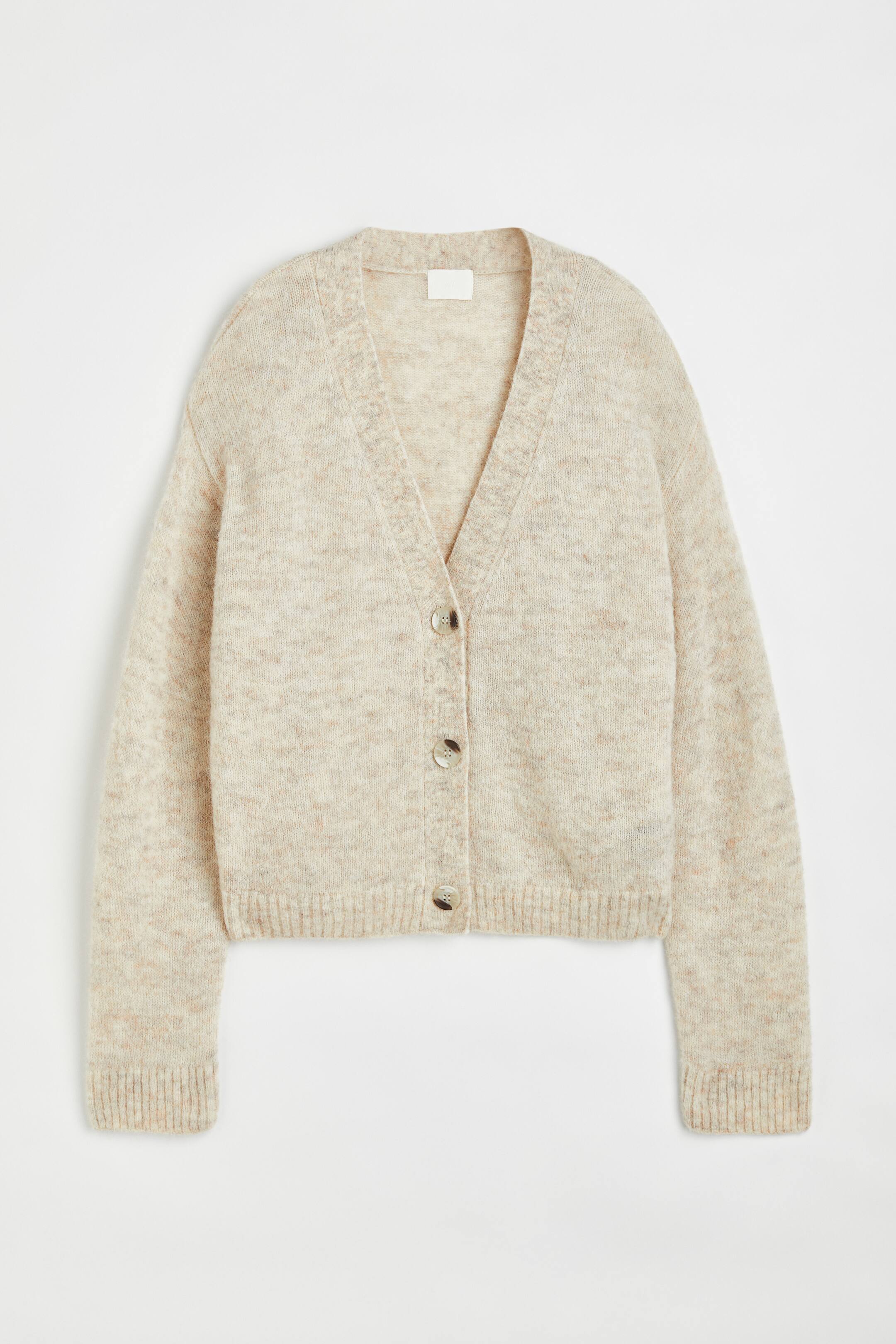 Visualizza l'immagine ingrandita: Cardigan in maglia fine di misto lana - Beige chiaro mélange - DONNA | H&M CH 1
