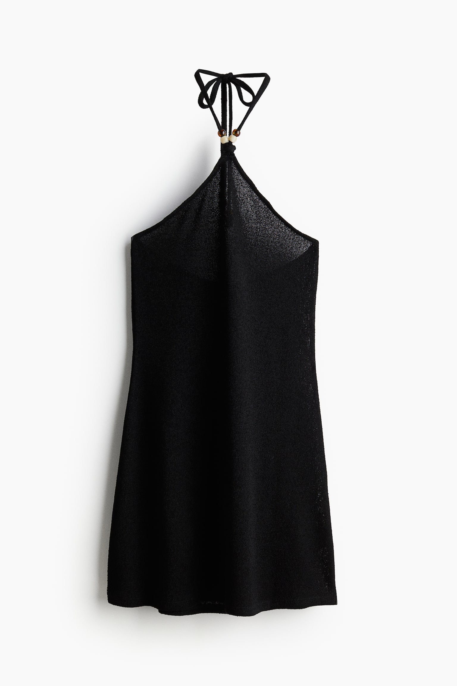 Bead Detail Halterneck Dress - Black/Dark brown/Cream - 2