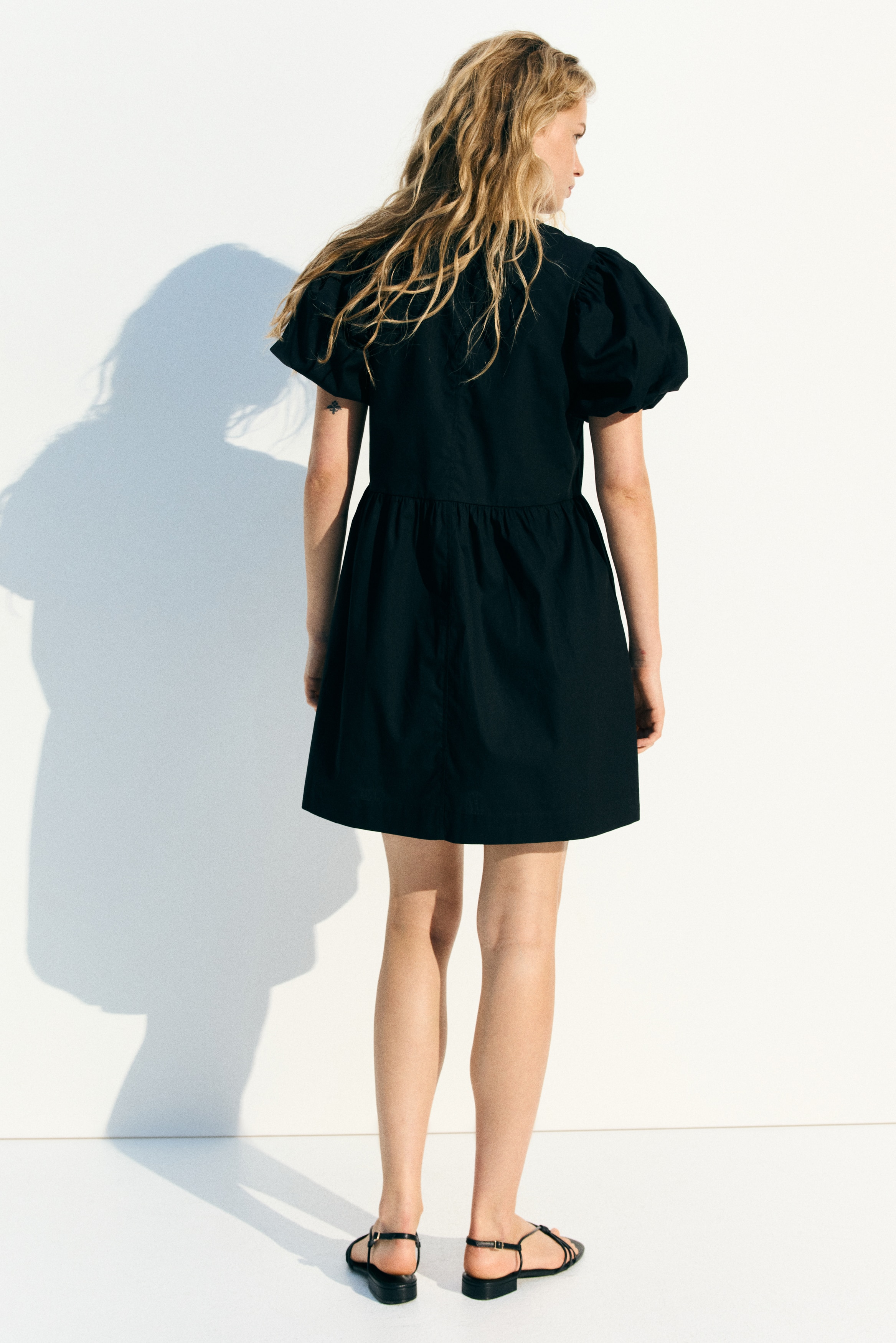Tie-front poplin dress