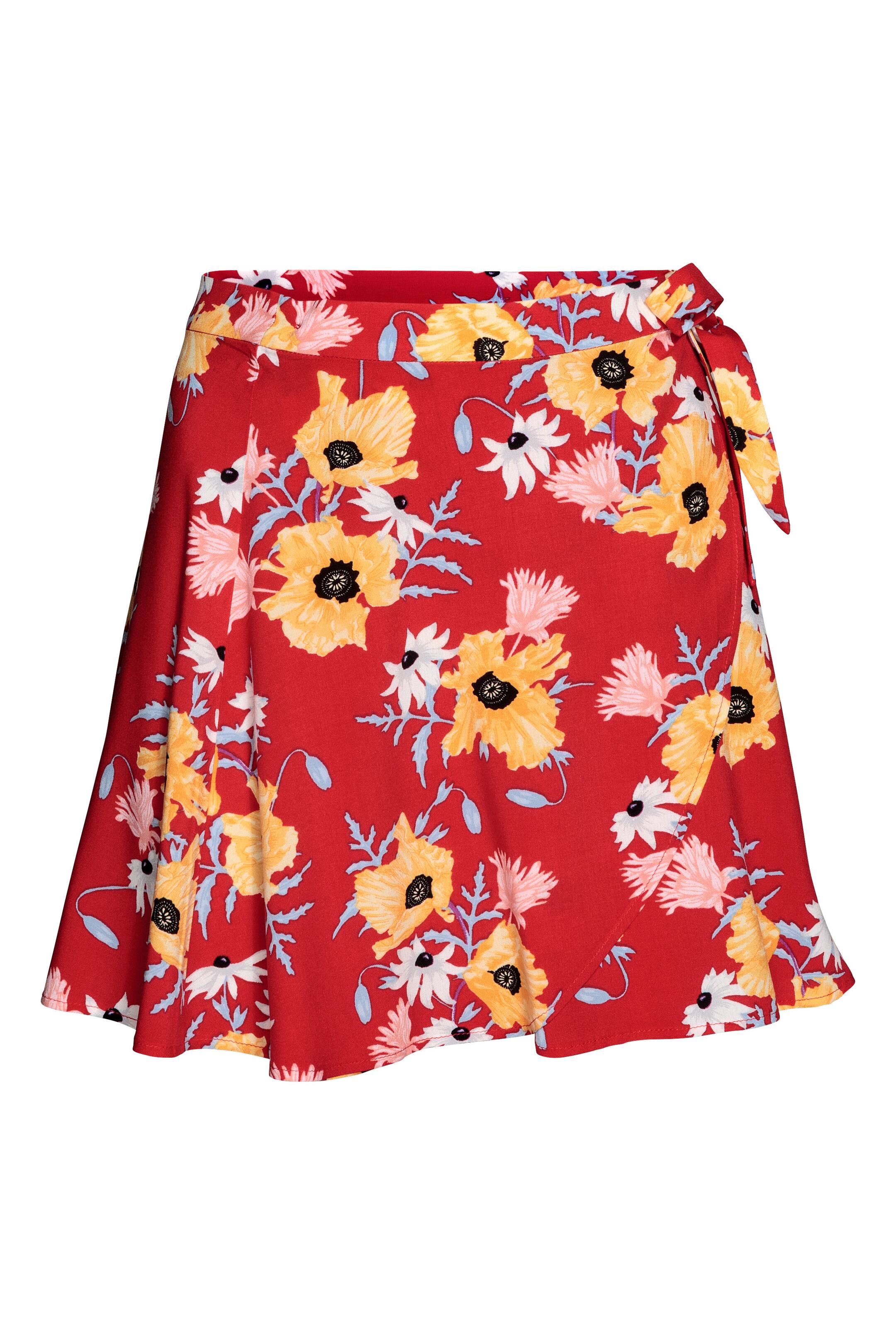 Grotere afbeelding bekijken: Overslagrok - Rood/bloemen - DAMES | H&M NL 1