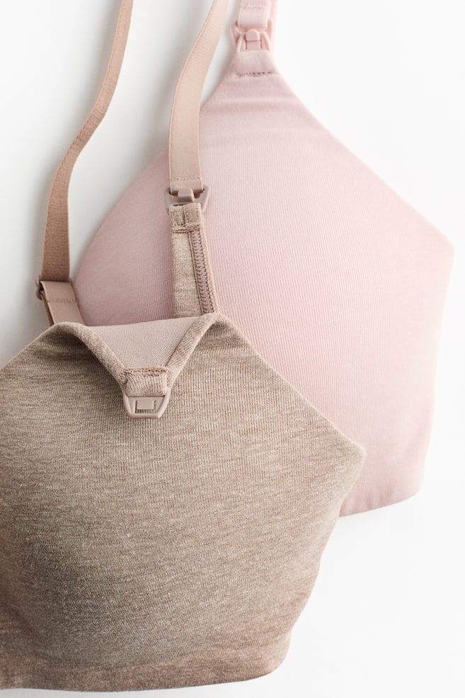 MAMA 2-pack padded cotton nursing bras - Beige marl/Light pink/Black/Light beige/Light beige marl/White/Light grey marl/White - 5