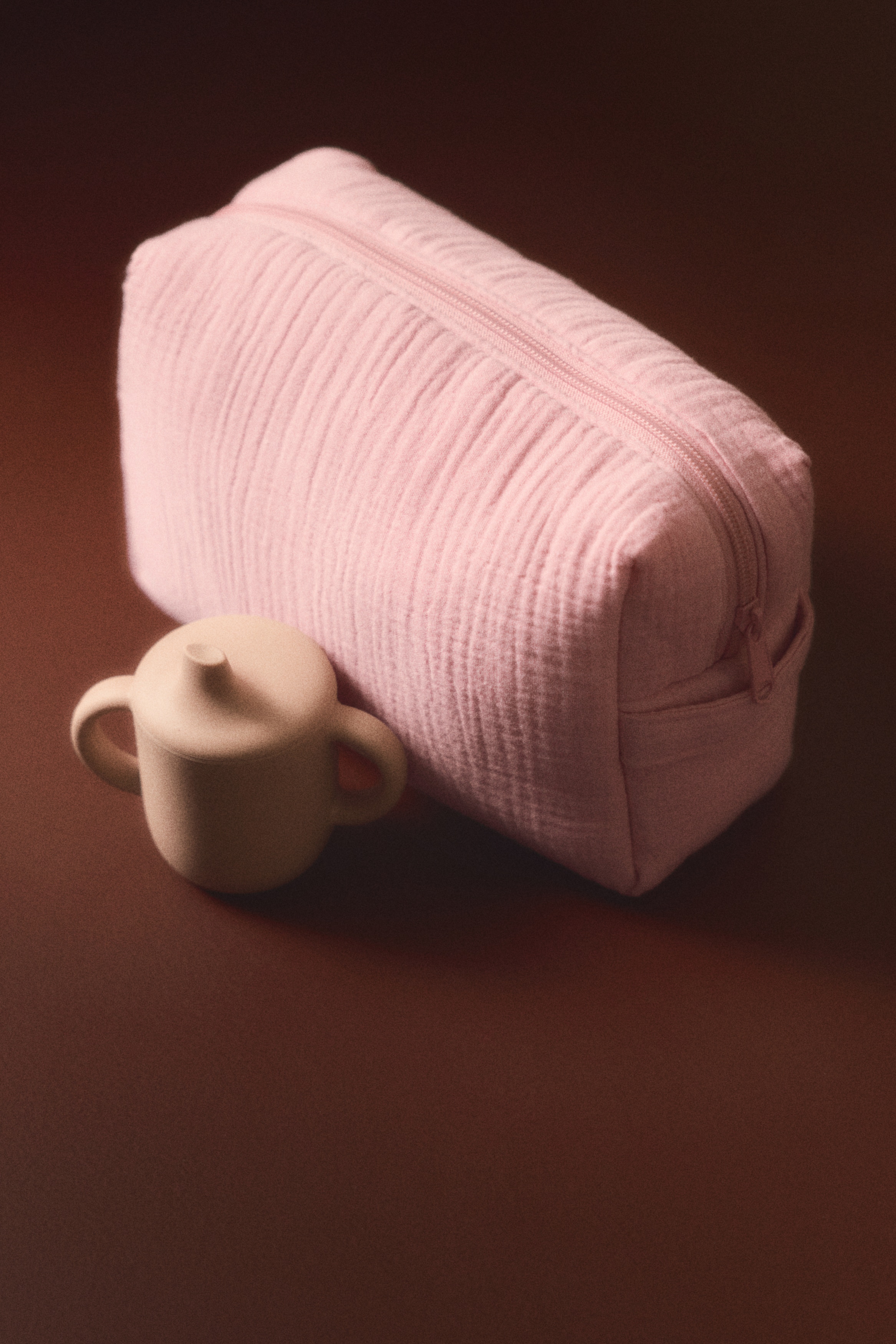 Wickeltasche aus Musselin - Rosa/Hellbeige/Helles Khakigrün