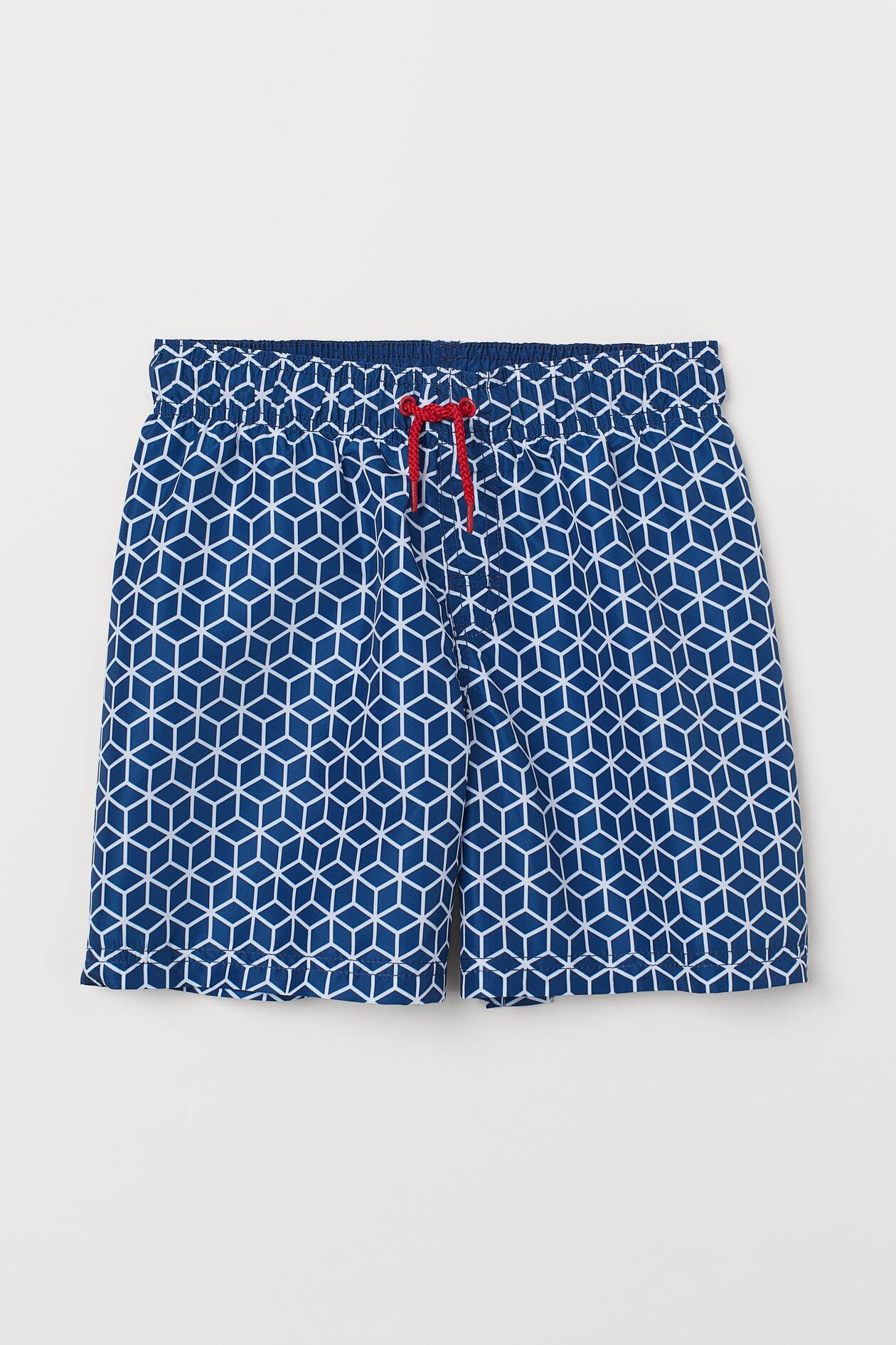 Patterned Swim Shorts Dark blue/patterned Kids H&M US