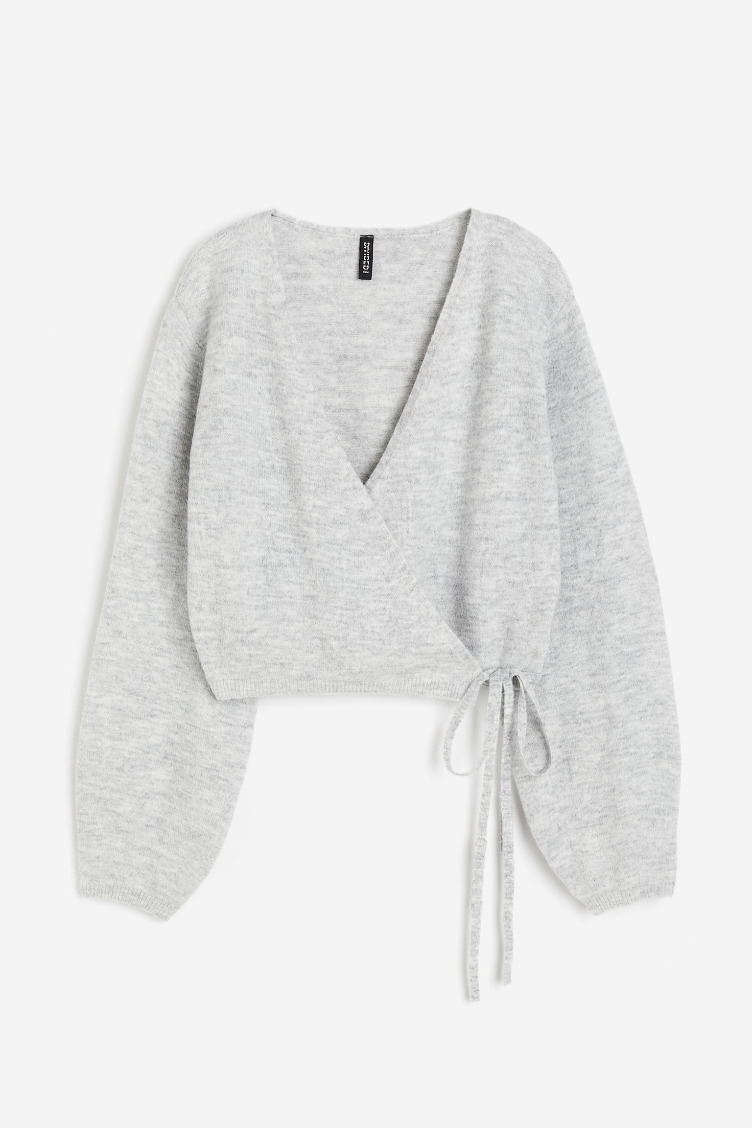 Wrap Cardigan - Light grey marle/Cream/Black - 2