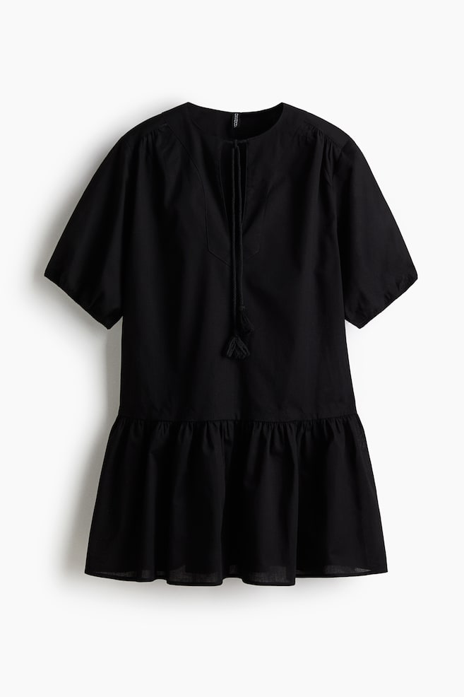 Ausgestelltes Kleid - Schwarz/Blau/Gemustert/Cremefarben/Helles Denimblau - 1