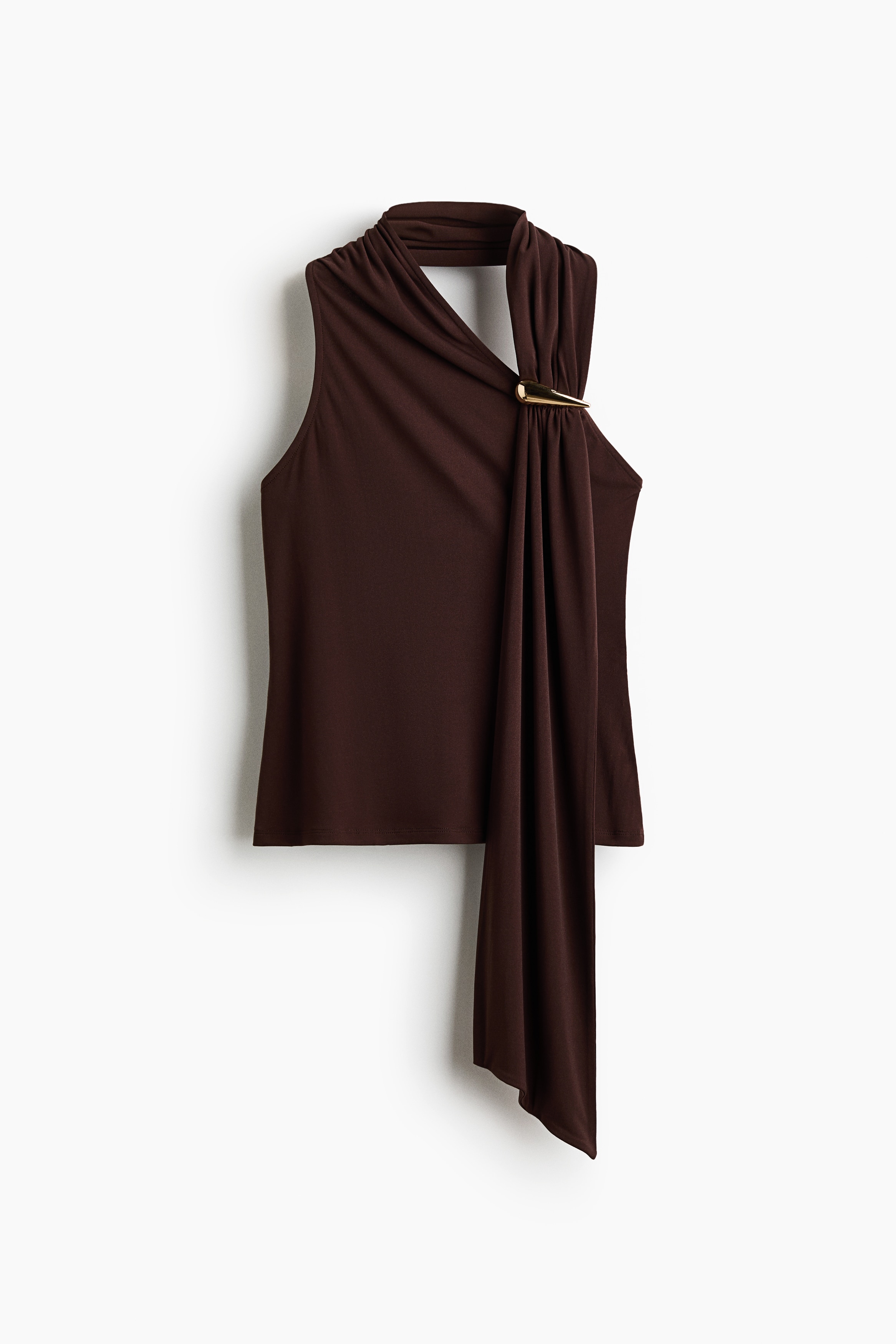 Metal-detail halterneck top - Dark brown