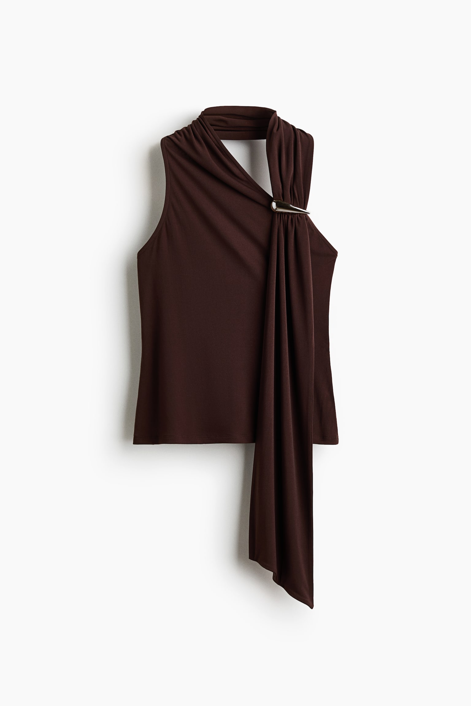Top halter con detalle de metal - Café oscuro - 1