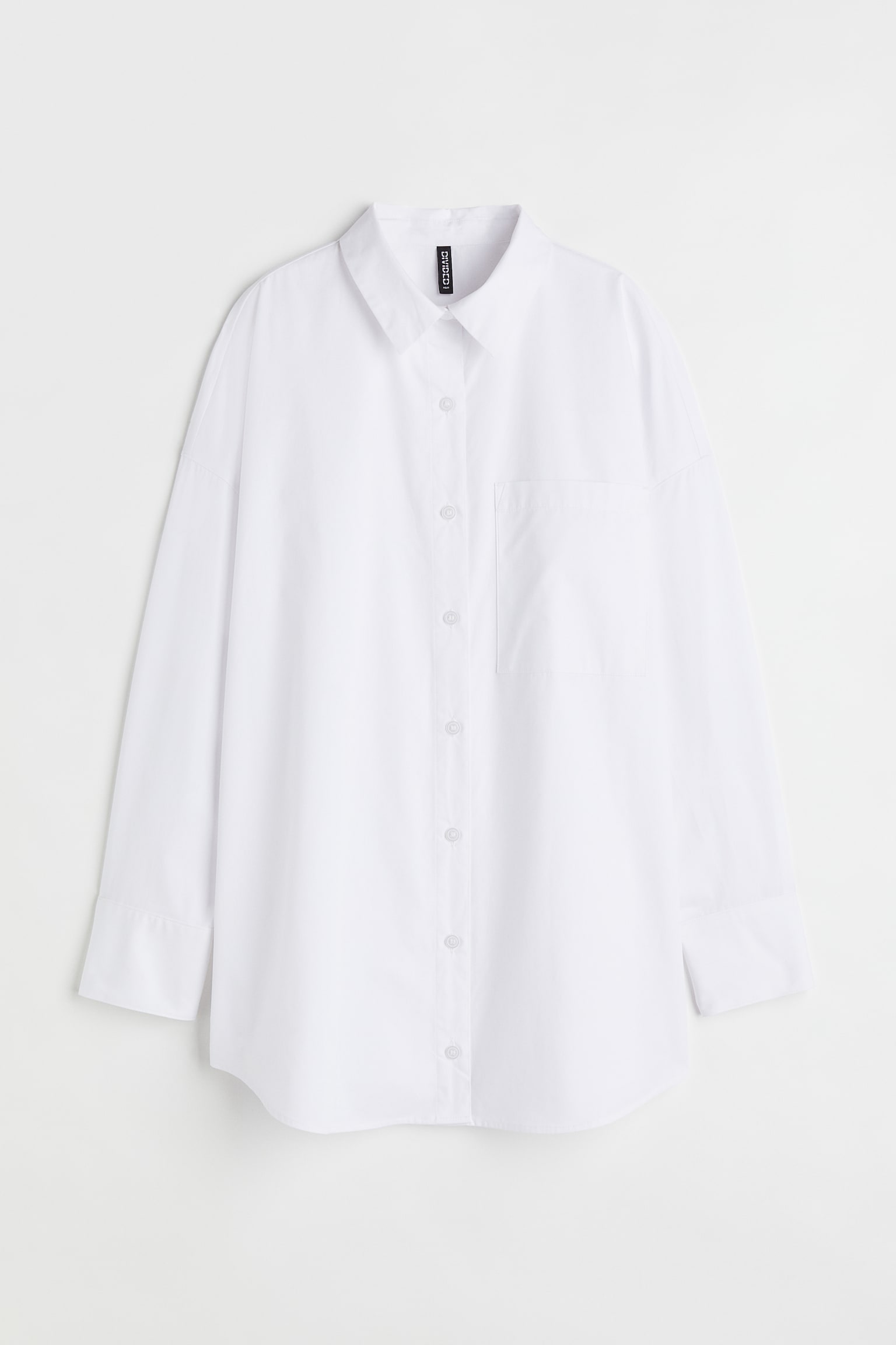 Oversized Poplin Shirt - White/Black - 1