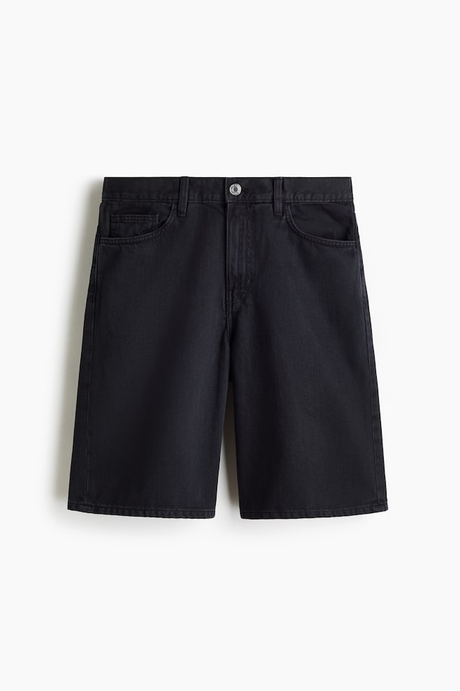 Relaxed Denim Shorts - Black/Dark lilac/Beige - 1