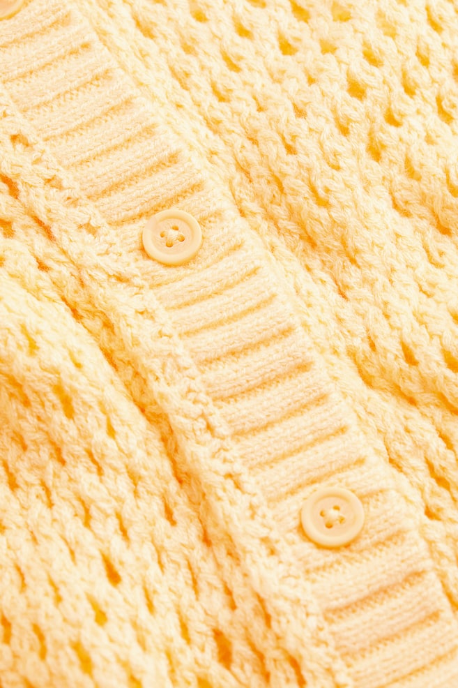 Hole-knit cardigan - Light yellow - 2