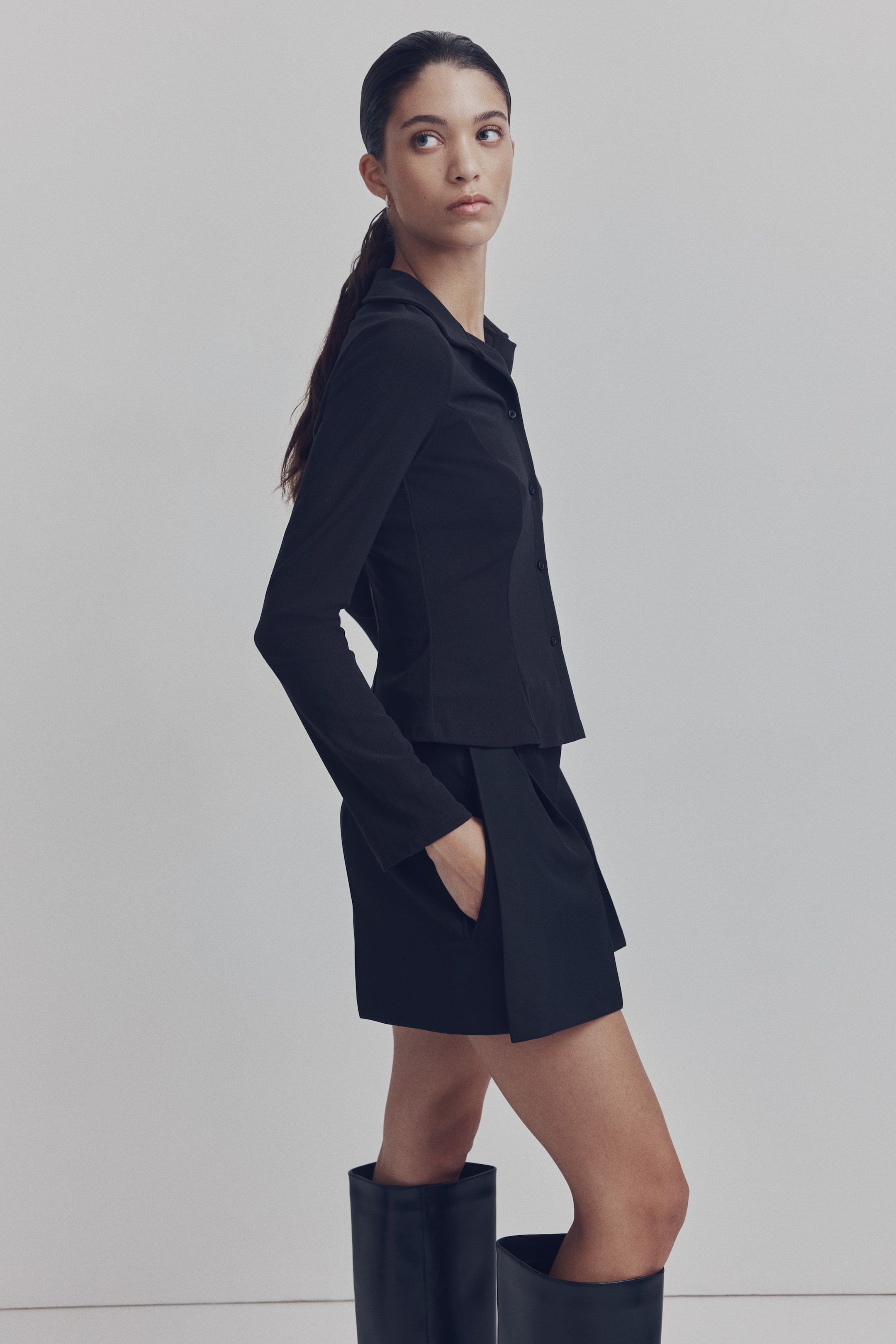 View larger image: Peplum jersey shirt - Black - Ladies | H&M IN 1