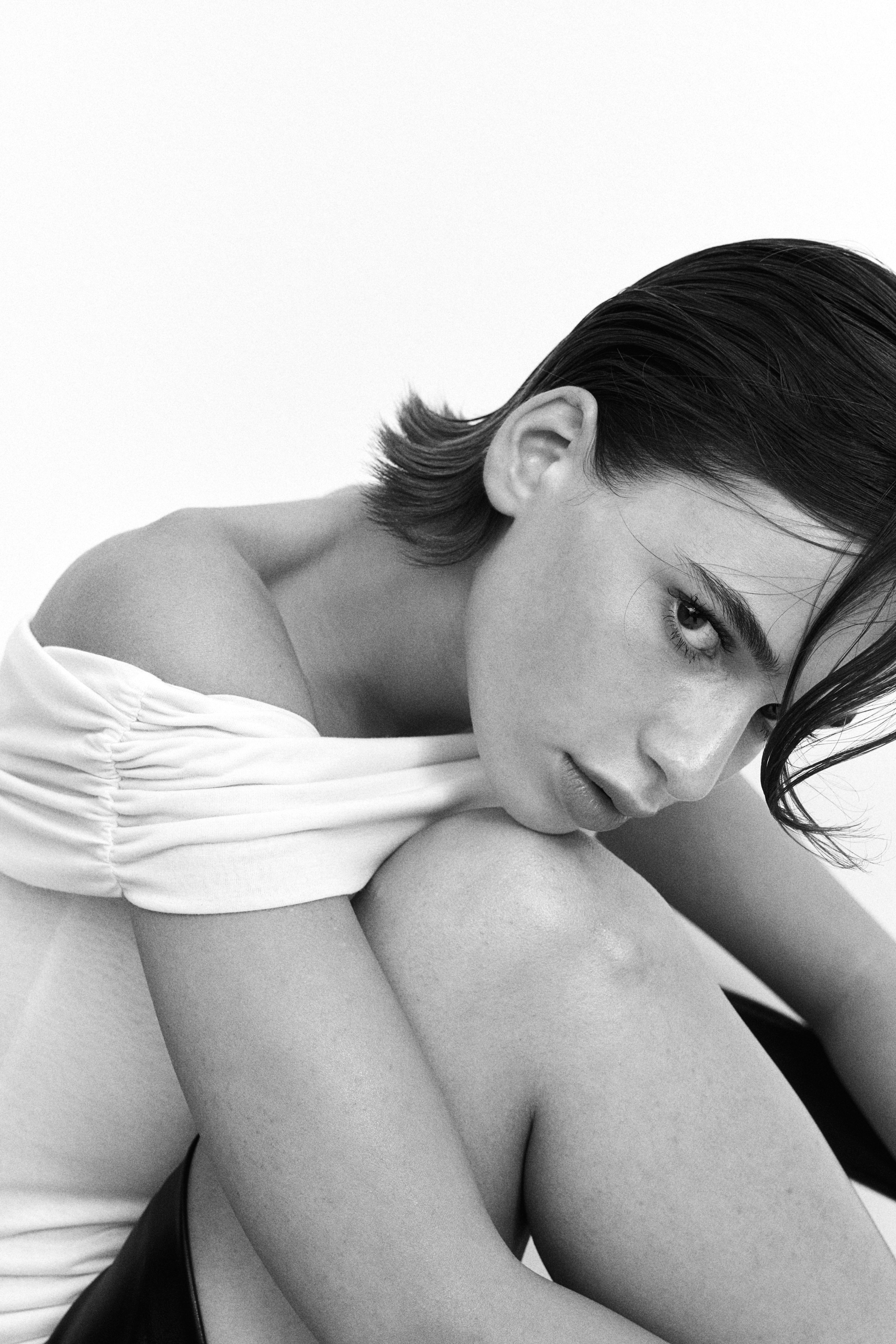 Gathered off-the-shoulder top - Light beige - Ladies | H&M SG