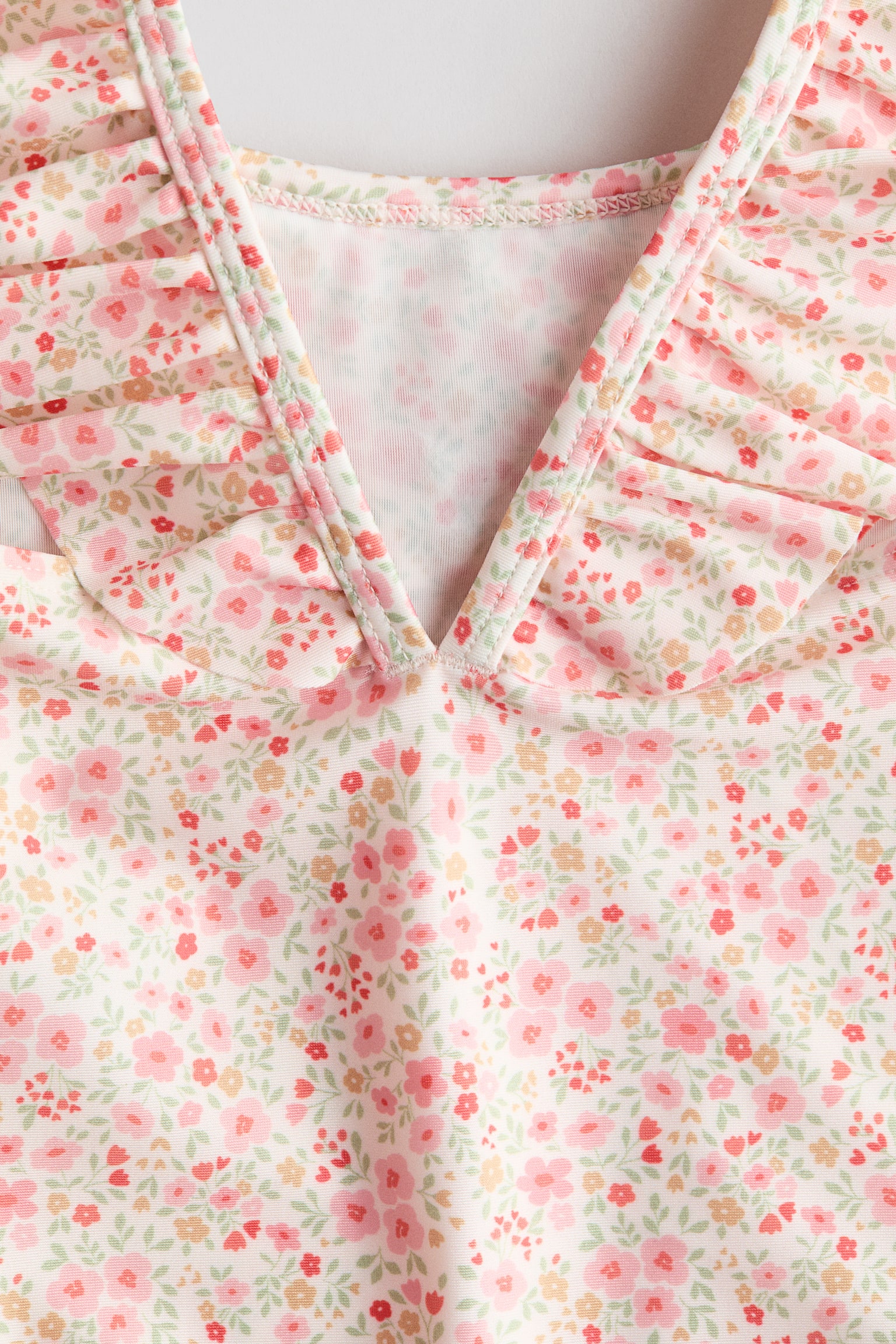 Maillot de bain volanté - Rose/fleuri/Bleu clair/cerises - 2