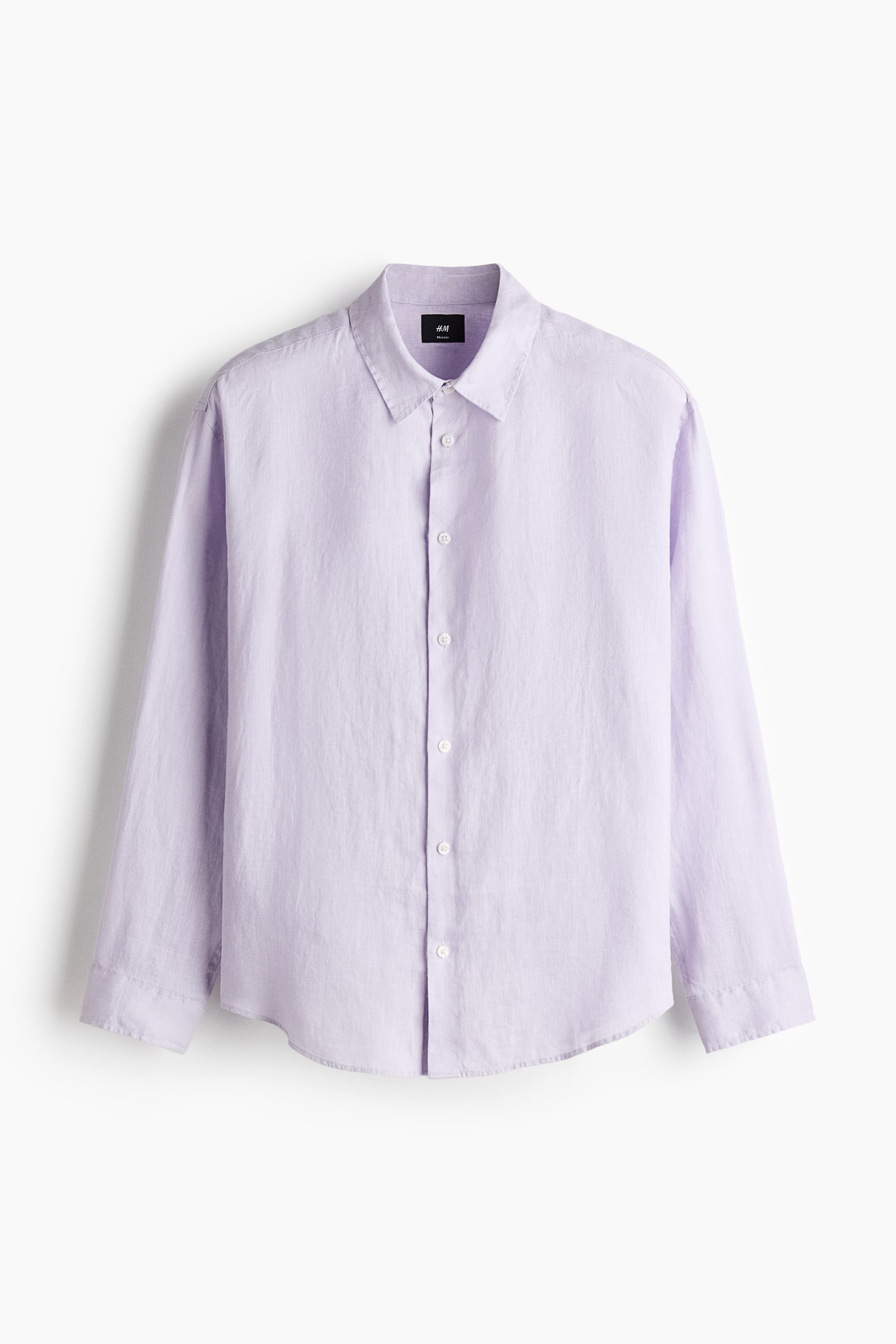 Relaxed Fit Linen shirt - Light purple/White/Cream - 1
