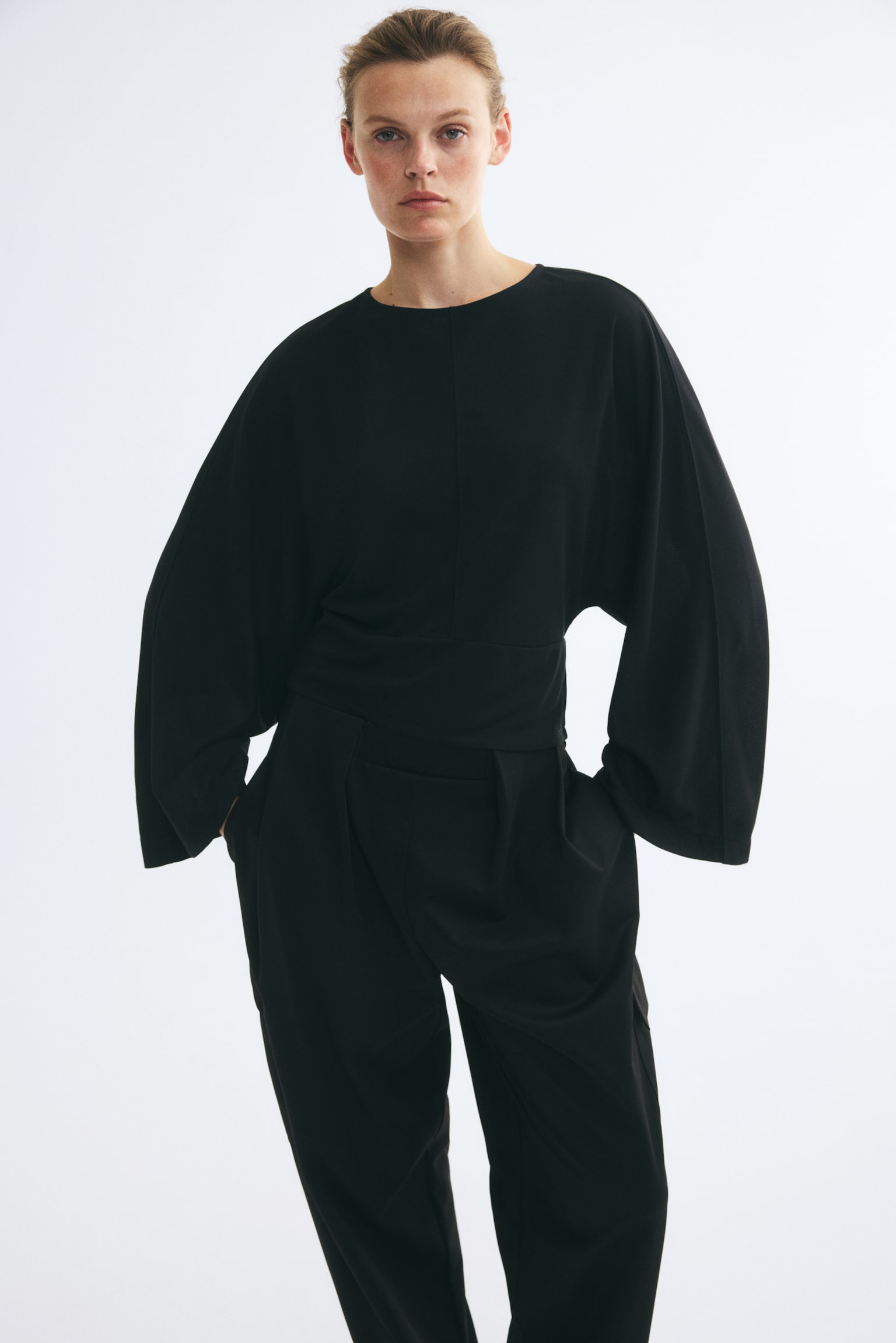 Женский топ H&M Batwing-Sleeved Jersey Top, цвет: Чёрный — фото 3
