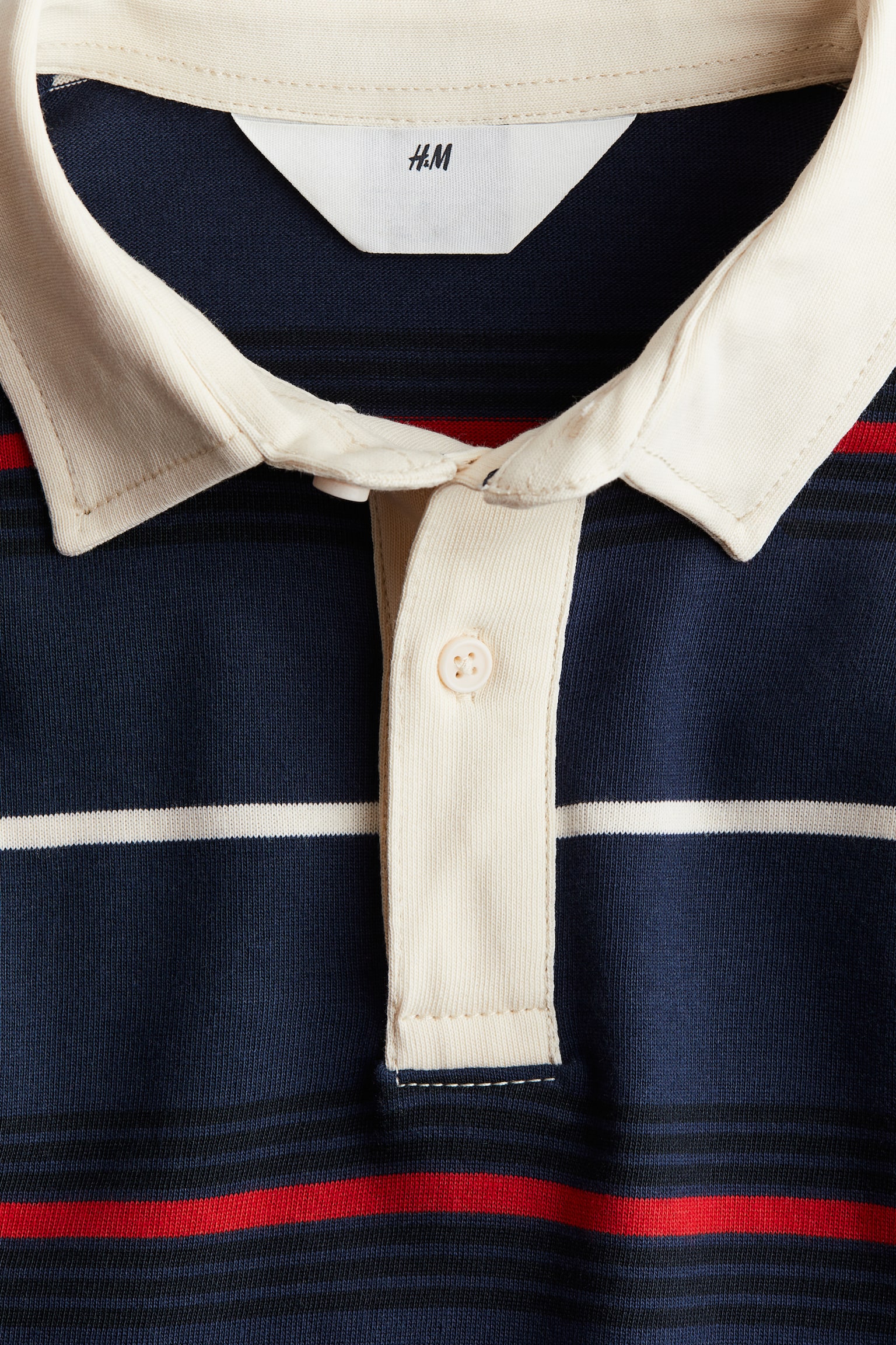 Cotton jersey rugby shirt - Navy blue/Striped/White/Striped - 5