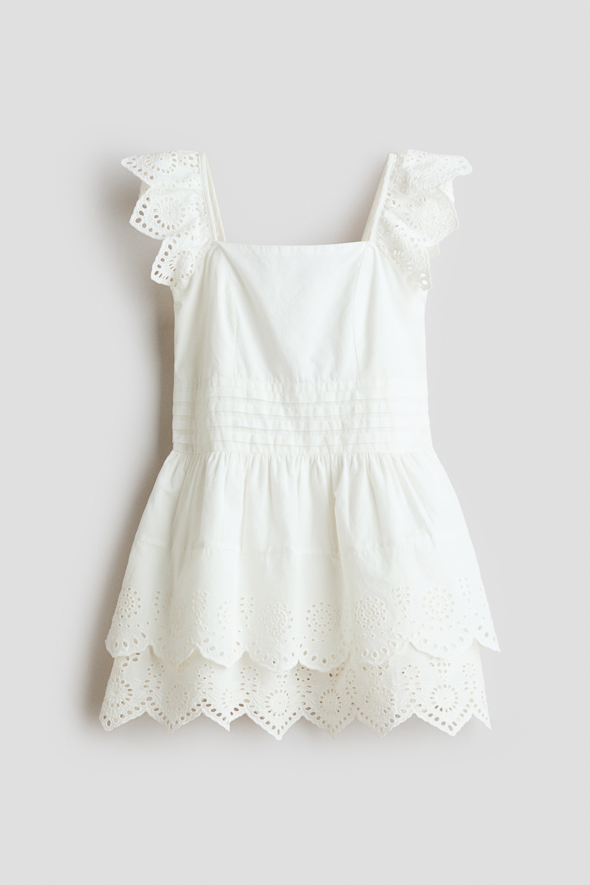 Broderie-anglaise cotton dress - 白色