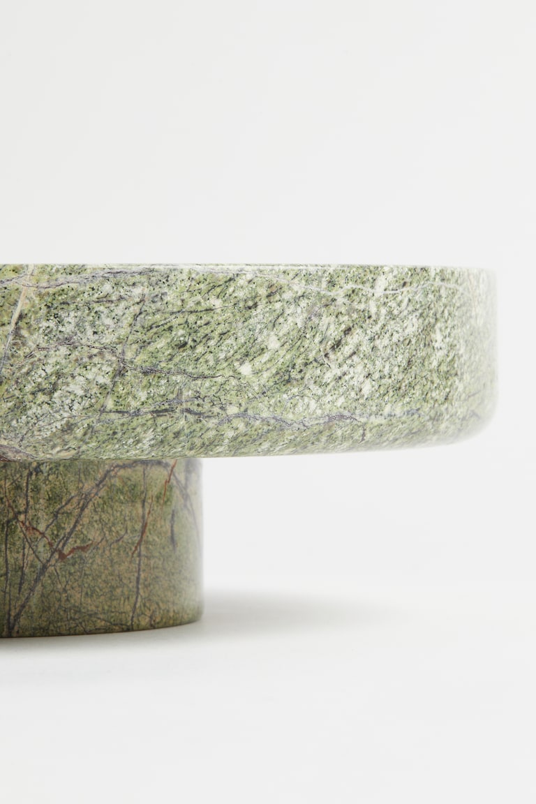 Footed marble serving bowl