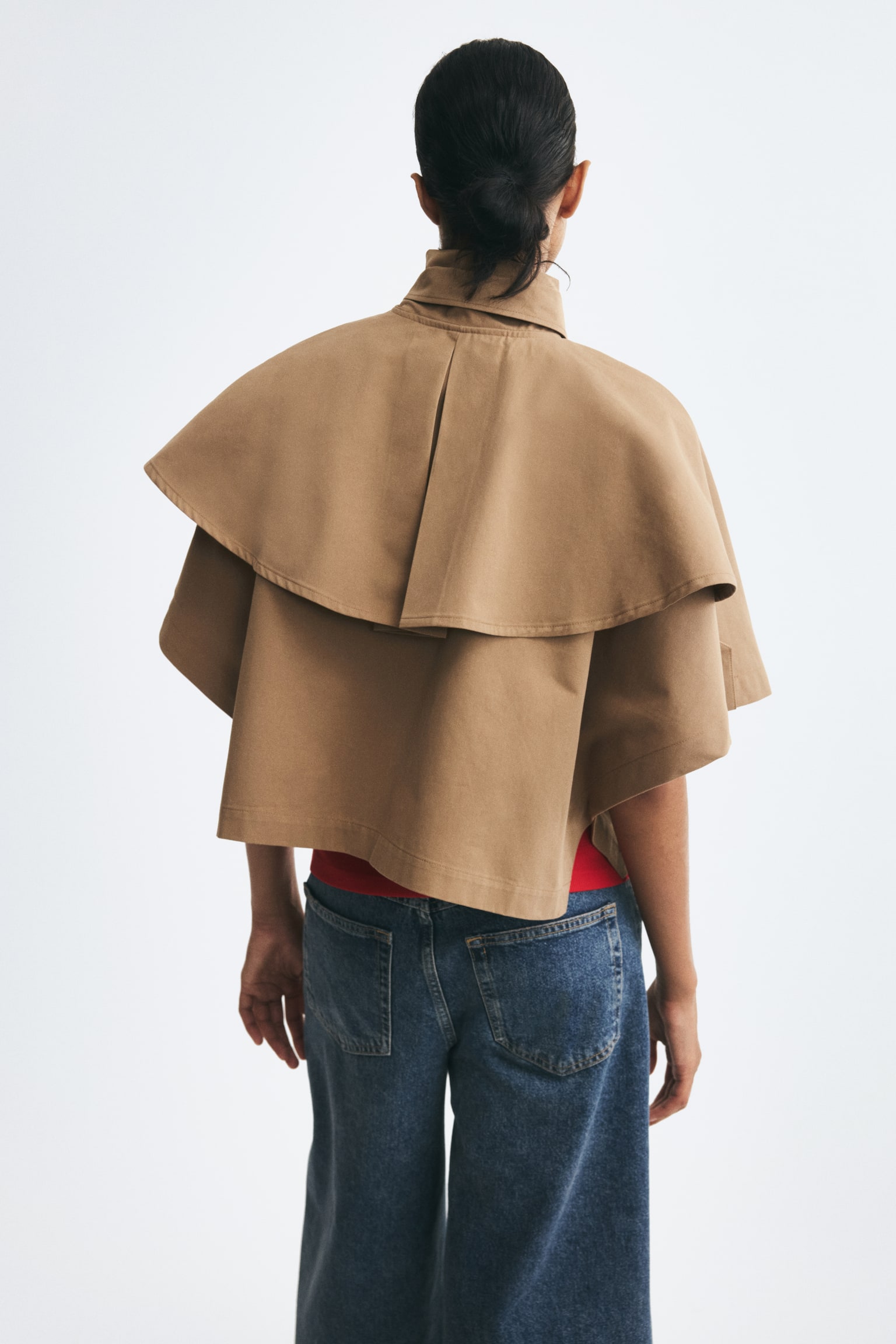 Женская накидка H&M Scarf-collar trench cape, цвет: Тёмный бежевый — фото 6