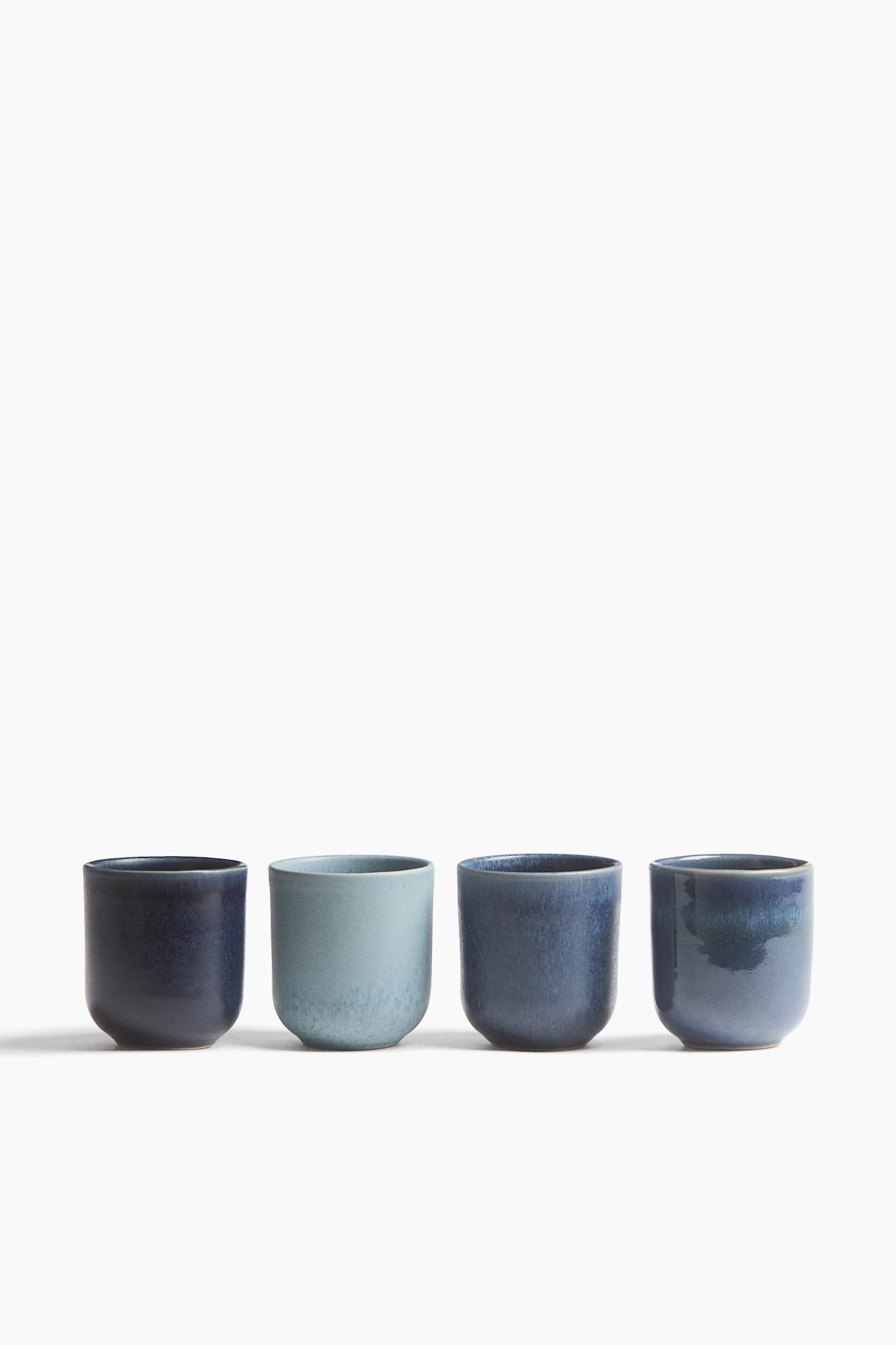 Set van 4 keramieken mokken - Dusty blue/Navy blue/Donkerbruin/beige/Lichtgrijs/beige/Donkergroen