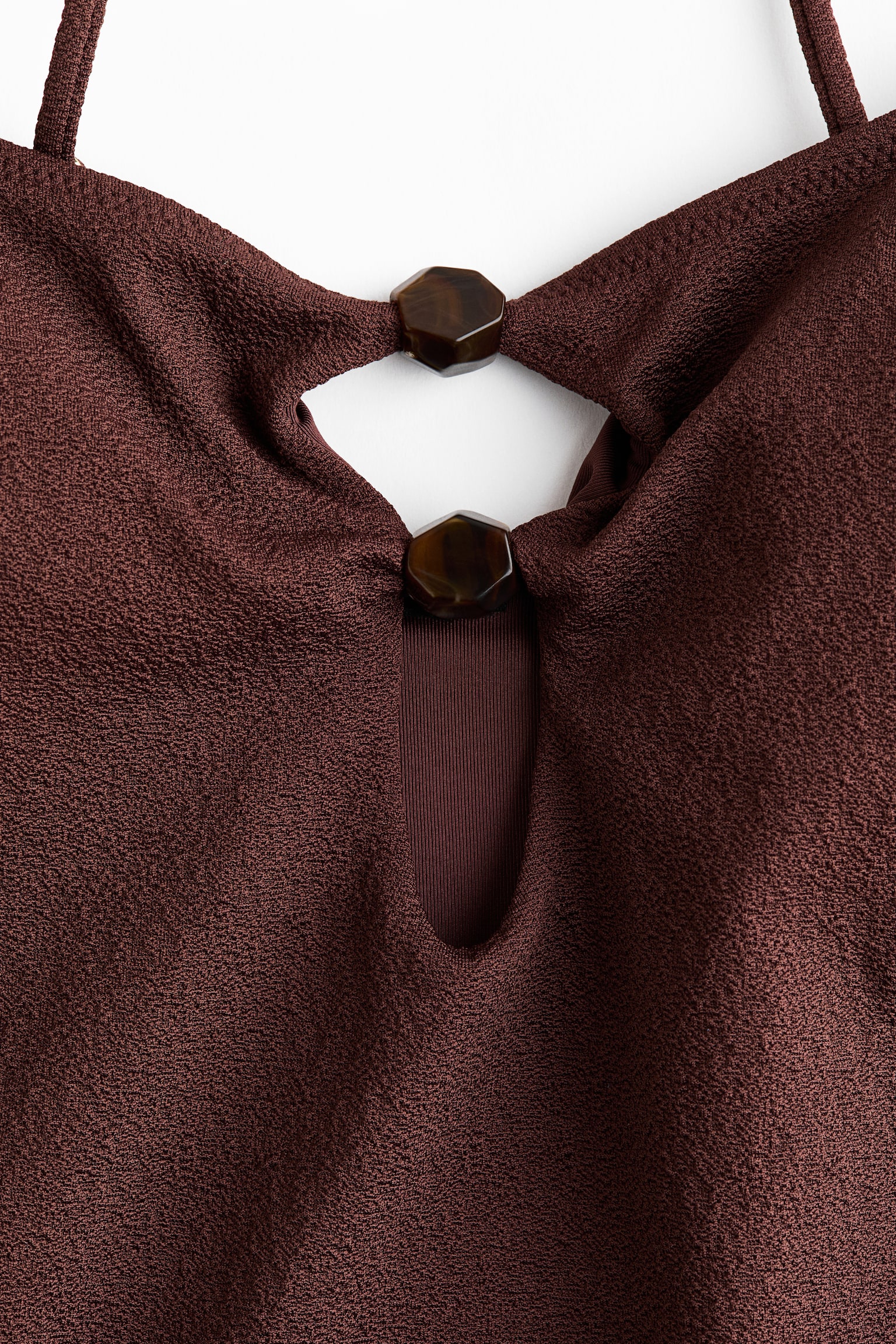 Padded-cup High Leg Swimsuit - Dark brown - 3