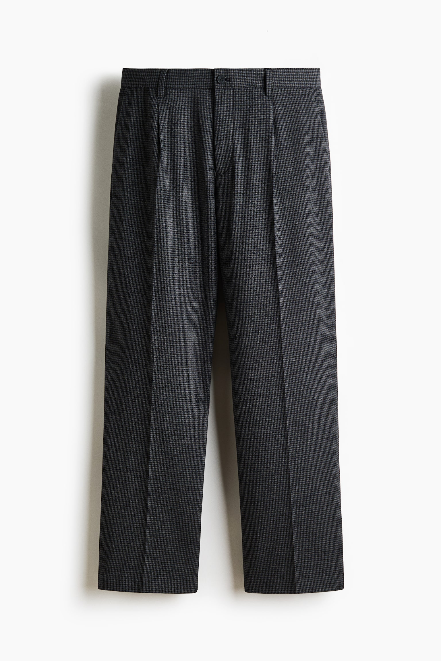 Мужские брюки H&M Regular-Fit Dress Pants, цвет: Тёмный серый / Клетчатый — фото 1