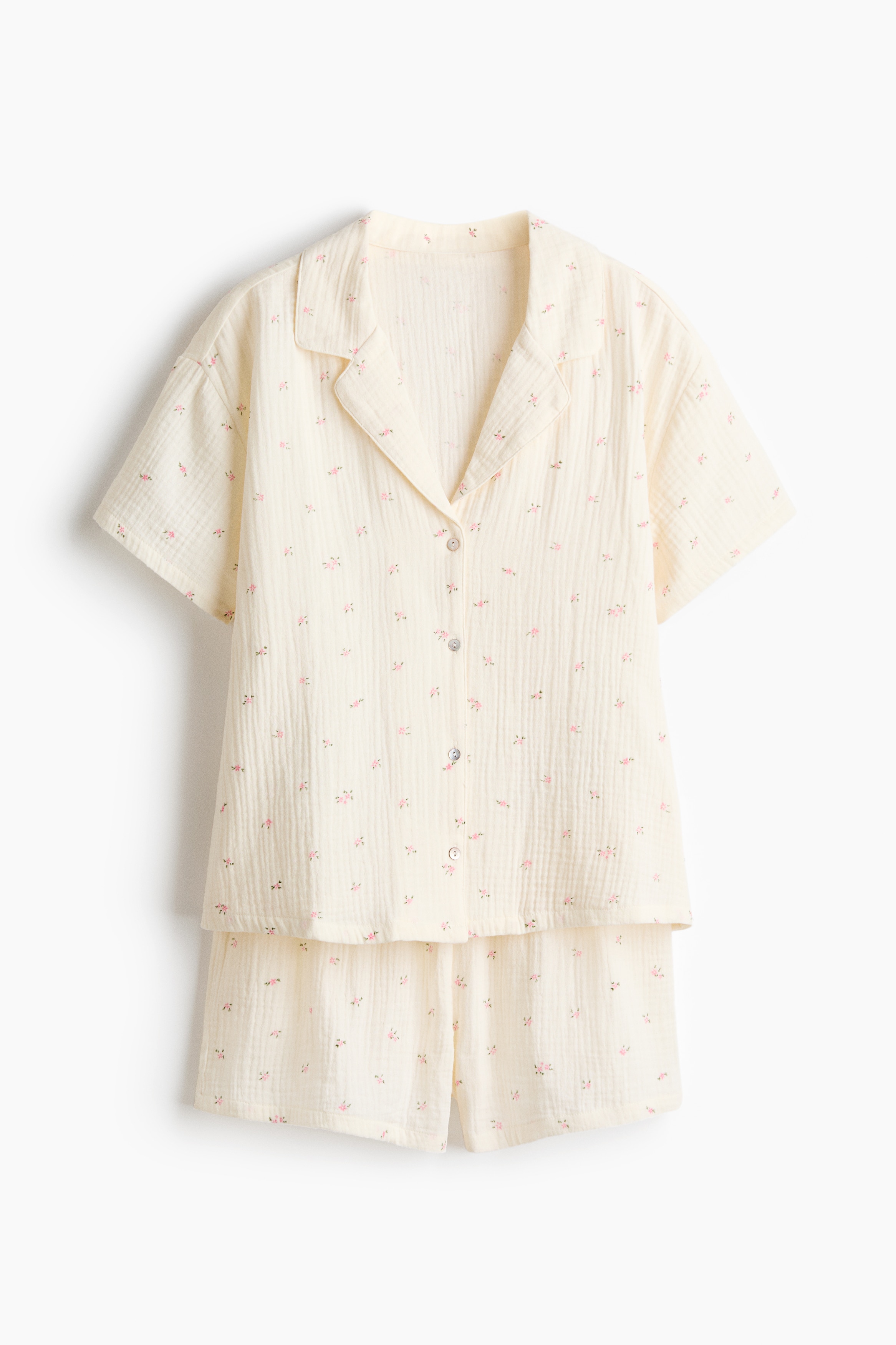 Cotton muslin pyjamas-Cream/Floral
