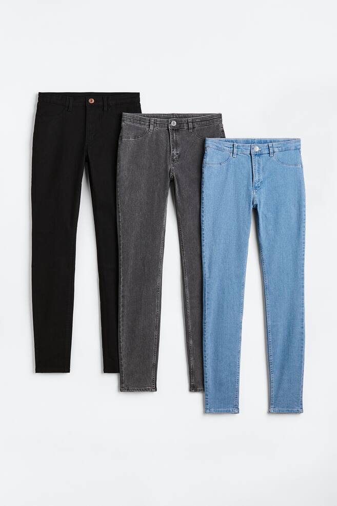 3-pack Skinny Fit Jeans - Black/Grey/Denim blue/Black/Dark denim blue/Black/Light denim blue - 1