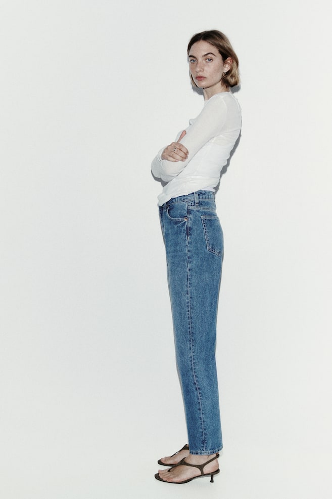 Mom Slim Fit High Waist Ankle Jeans - Blu denim/Blu denim chiaro/Blu denim scuro/Blu denim scuro/Bianco - 6