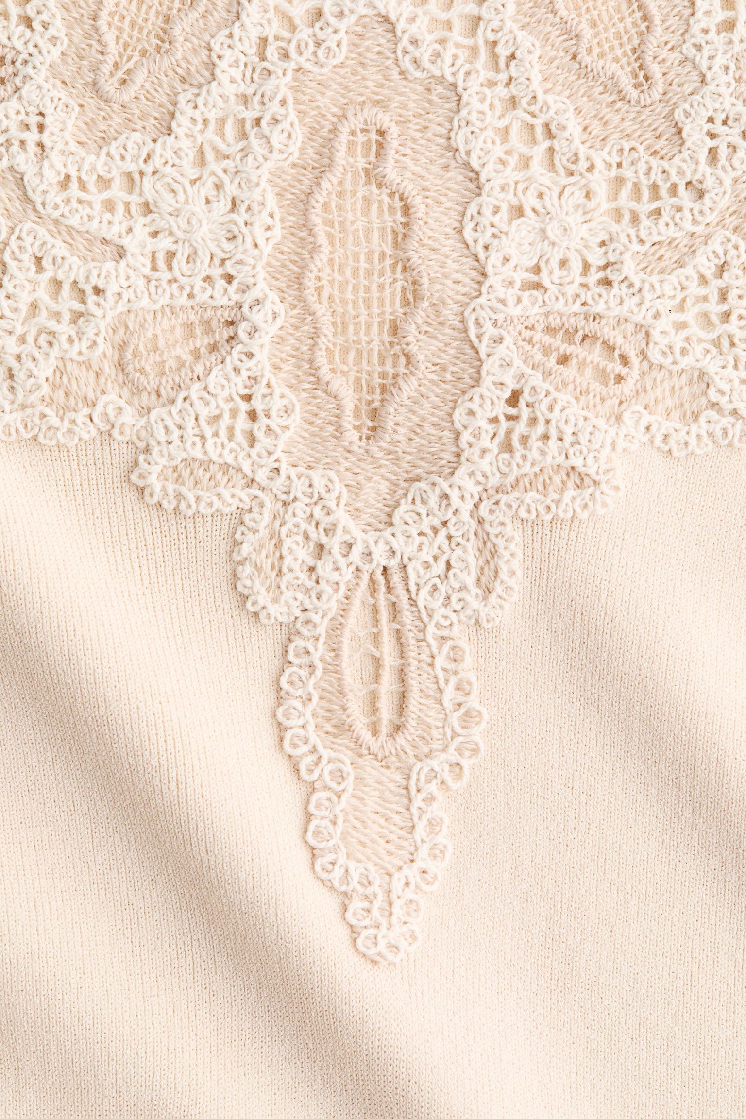 Ribbed lace-detail dress - Light beige - 3