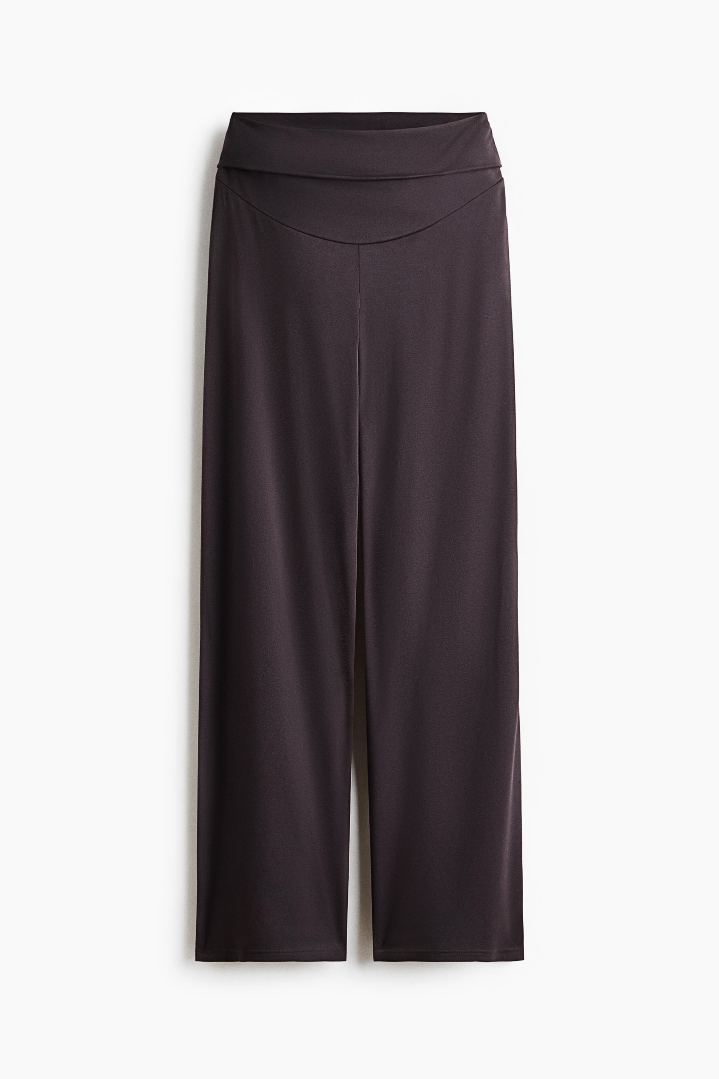 MAMA Foldover-waist yoga trousers - Dunkles Pflaumenlila/Schwarz