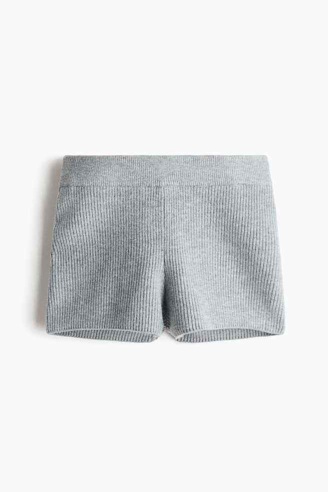 Ribgebreide pull-on short - Grijs gemêleerd - 1
