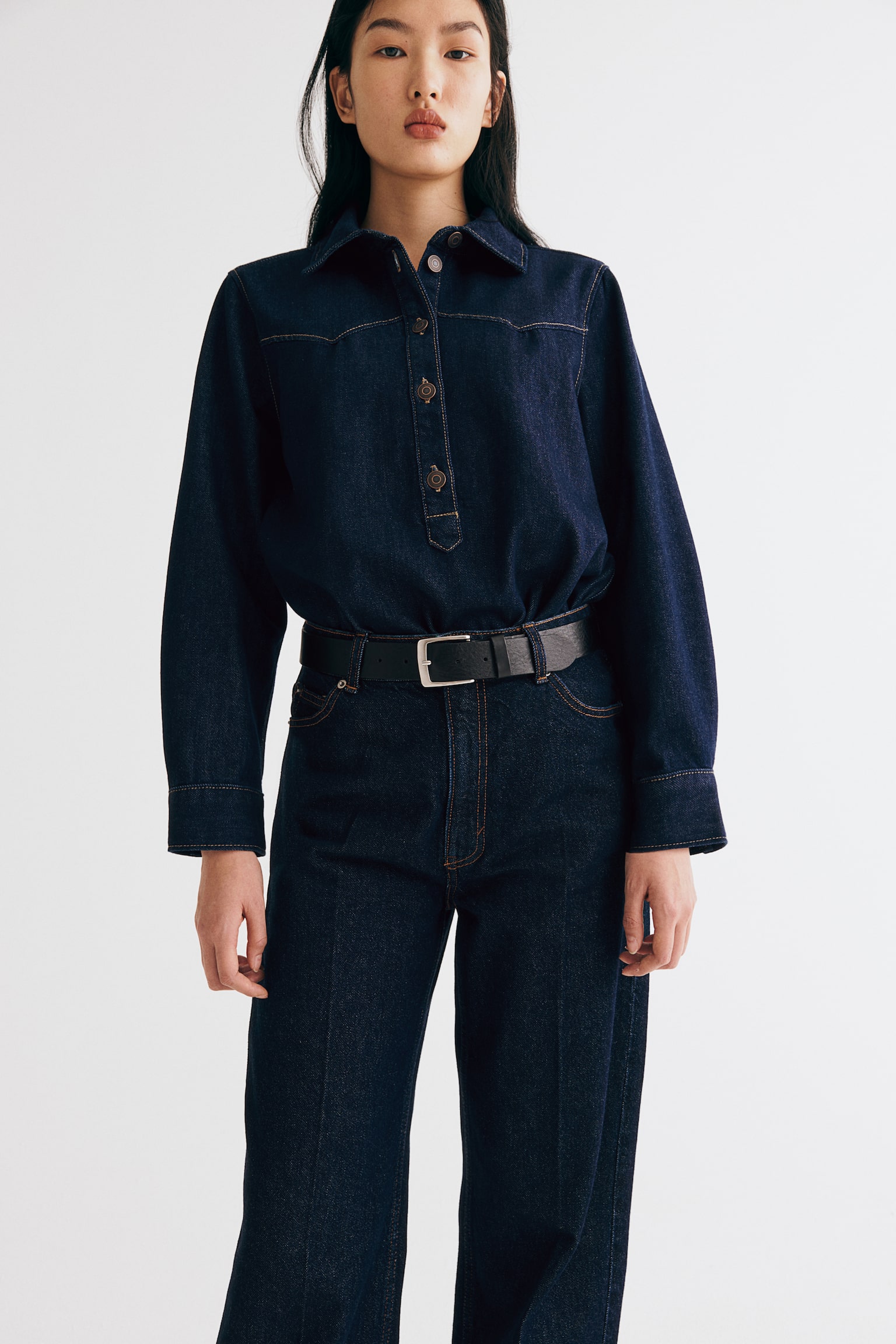 Popover denim shirt - Dark denim blue - 7