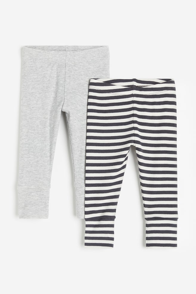 2-pack adjustable-fit leggings - Light grey marl/Striped/Natural white/Dark grey - 1