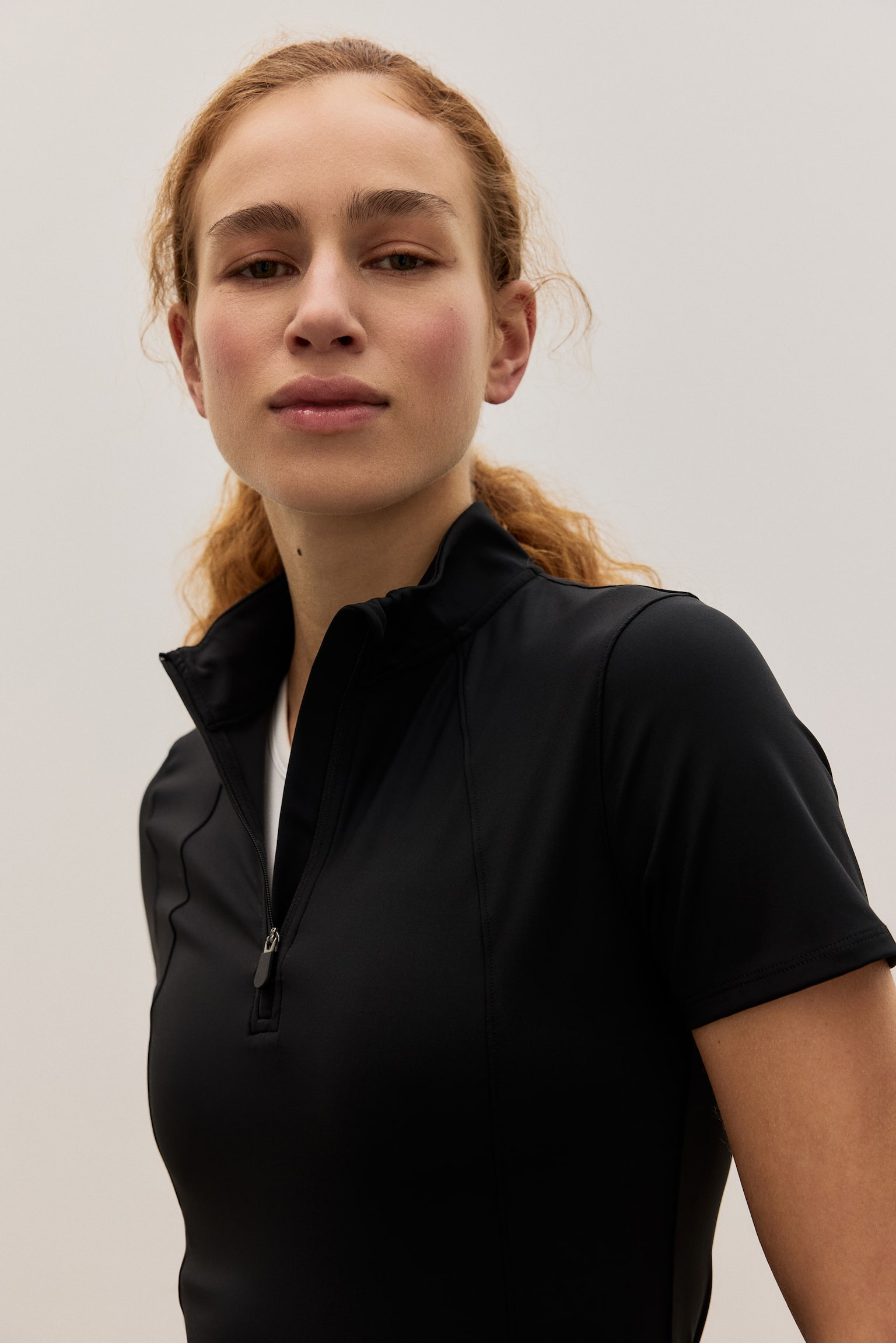 Zip-top sports top - Black/Brown - 1