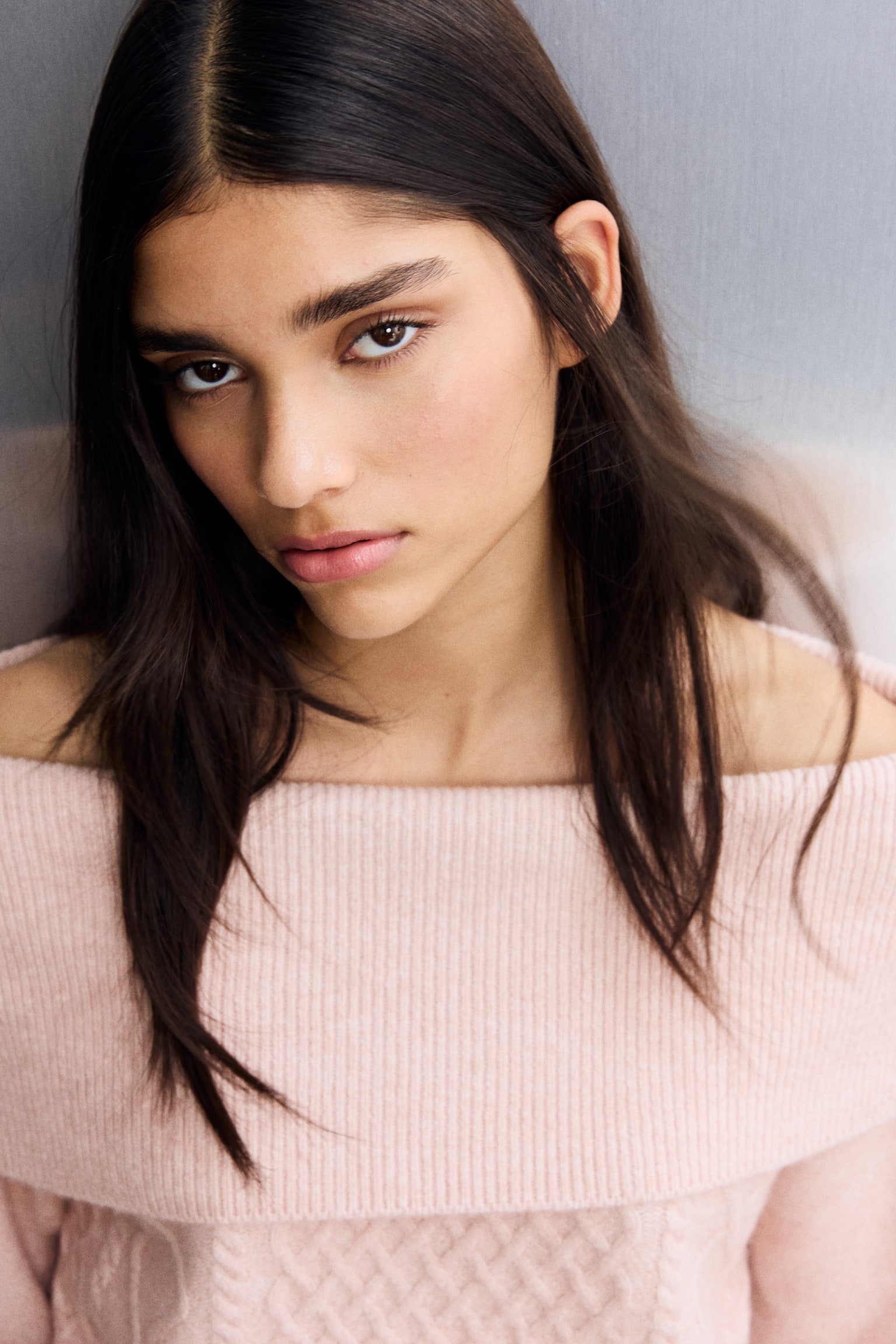 Suéter a los hombros - Rosa claro/Beige jaspeado claro/Gris jaspeado/Rojo ciruela - 3