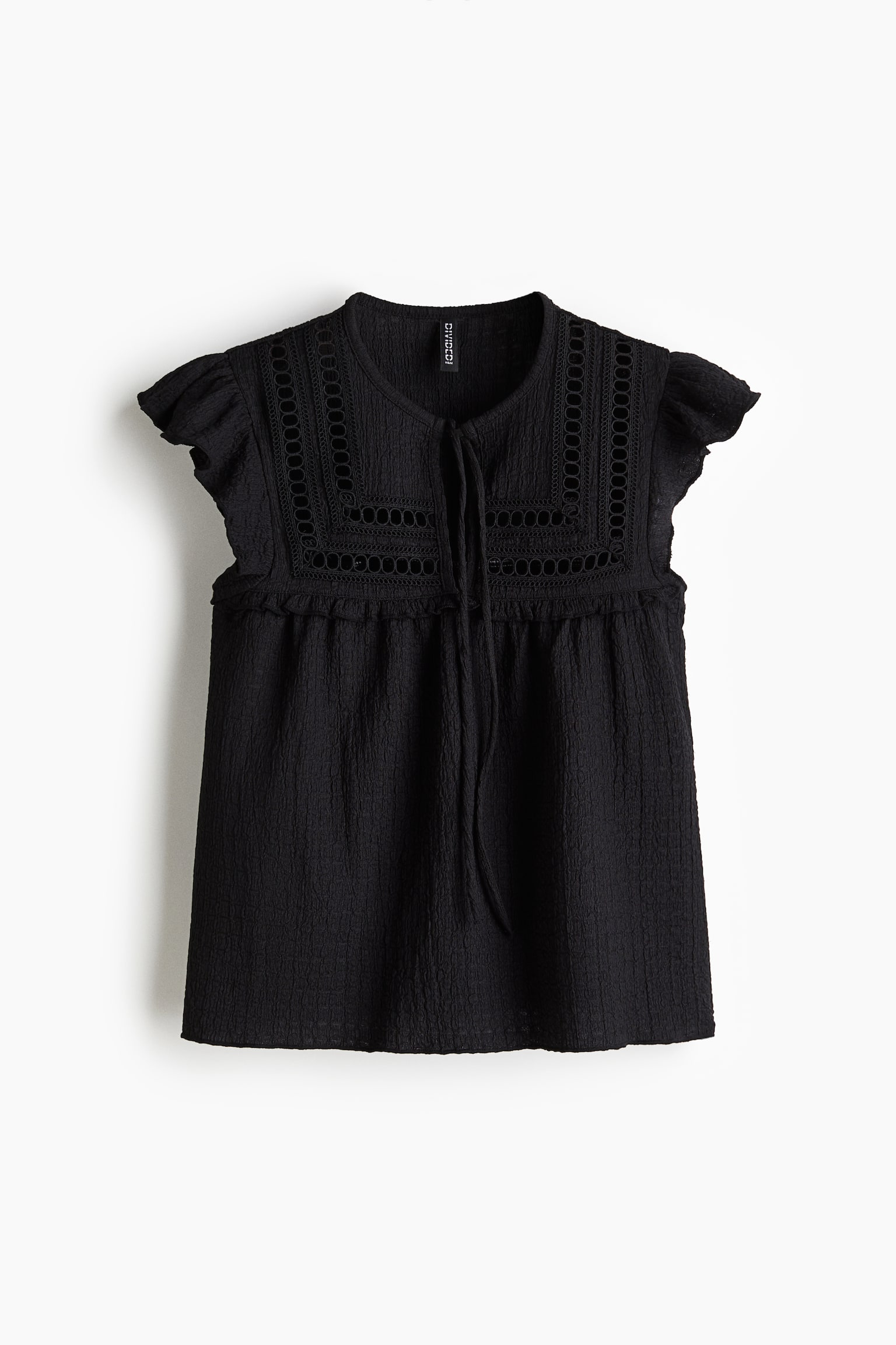 Женский топ H&M Textured Jersey Top, цвет: Чёрный — фото 1