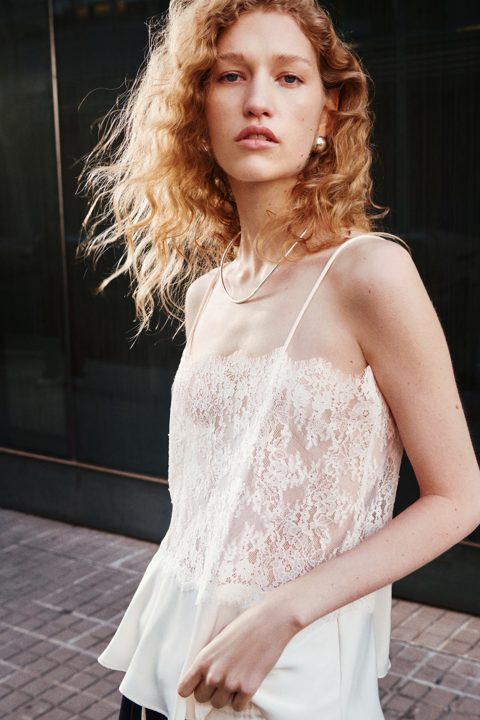 Lace strappy top - White/Black - 5