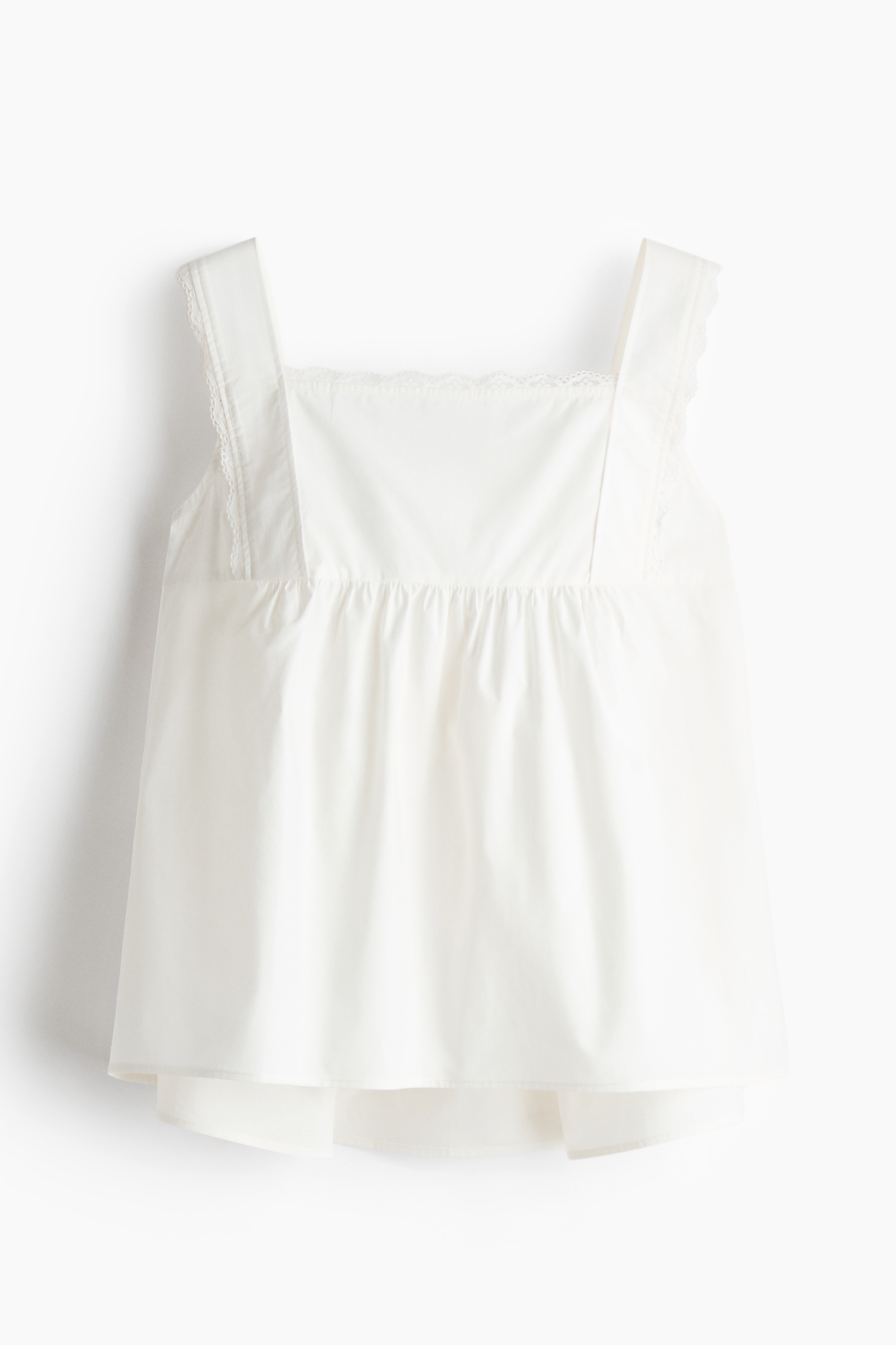 Áo cotton viền ren - Màu trắng