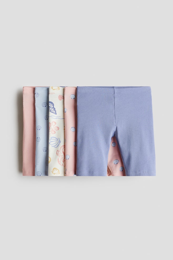 Lot de 5 shorts cycliste en coton - Rose clair/coquillages - 1