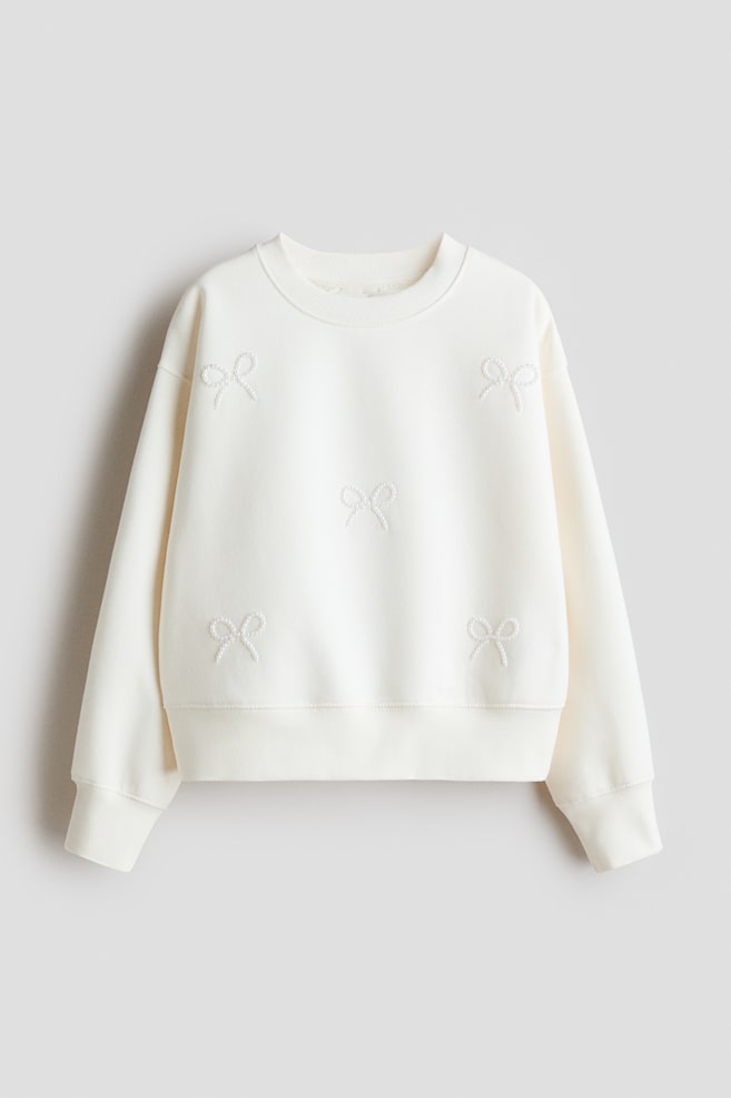 Sweatshirt with Motif - White/bows - 1