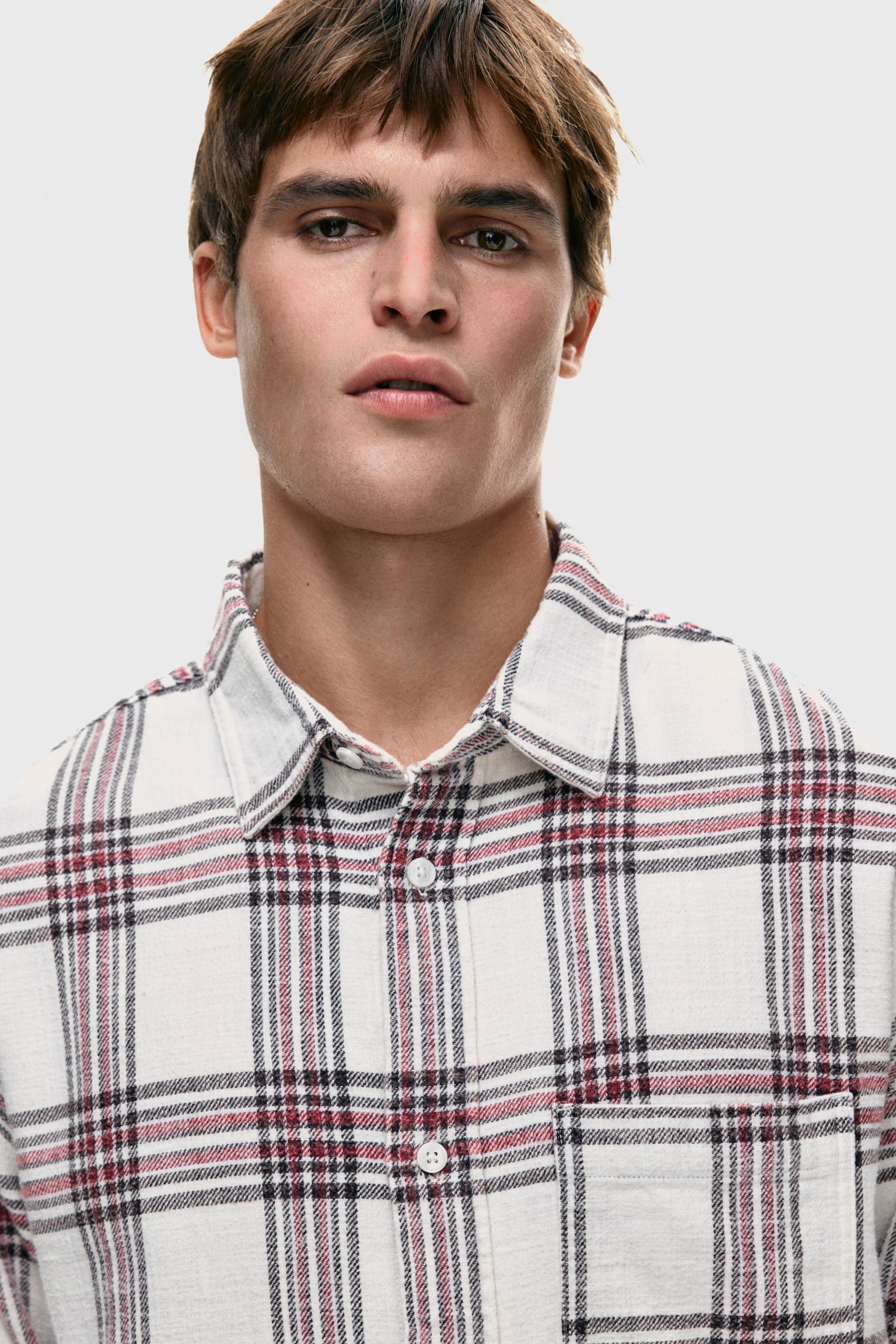 חולצה Relaxed Fit - לבן/משבצות/כחול כהה/משבצות/בורדו/משבצות - 3