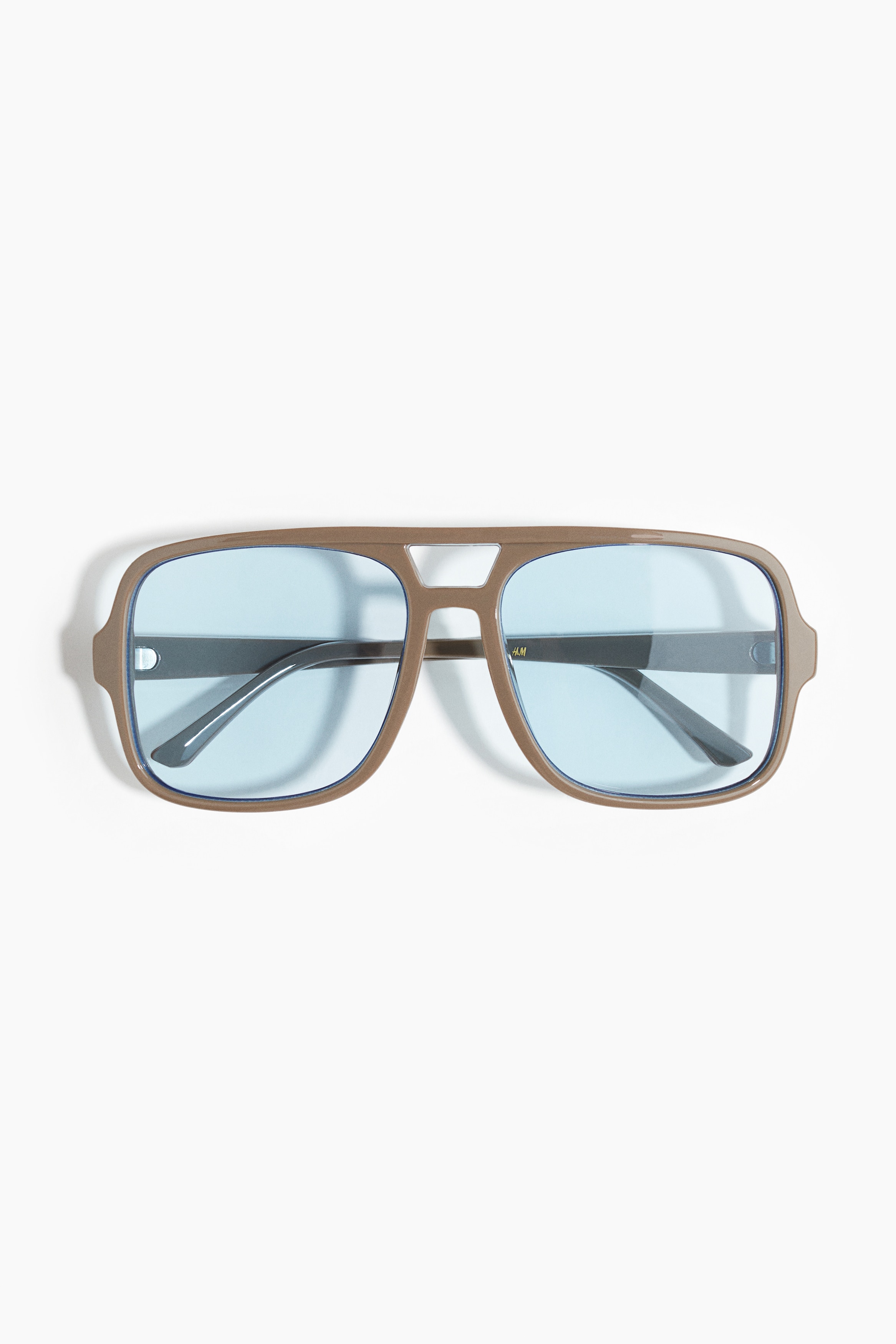 Aviator-style sunglasses - Dark beige/Black/Yellow