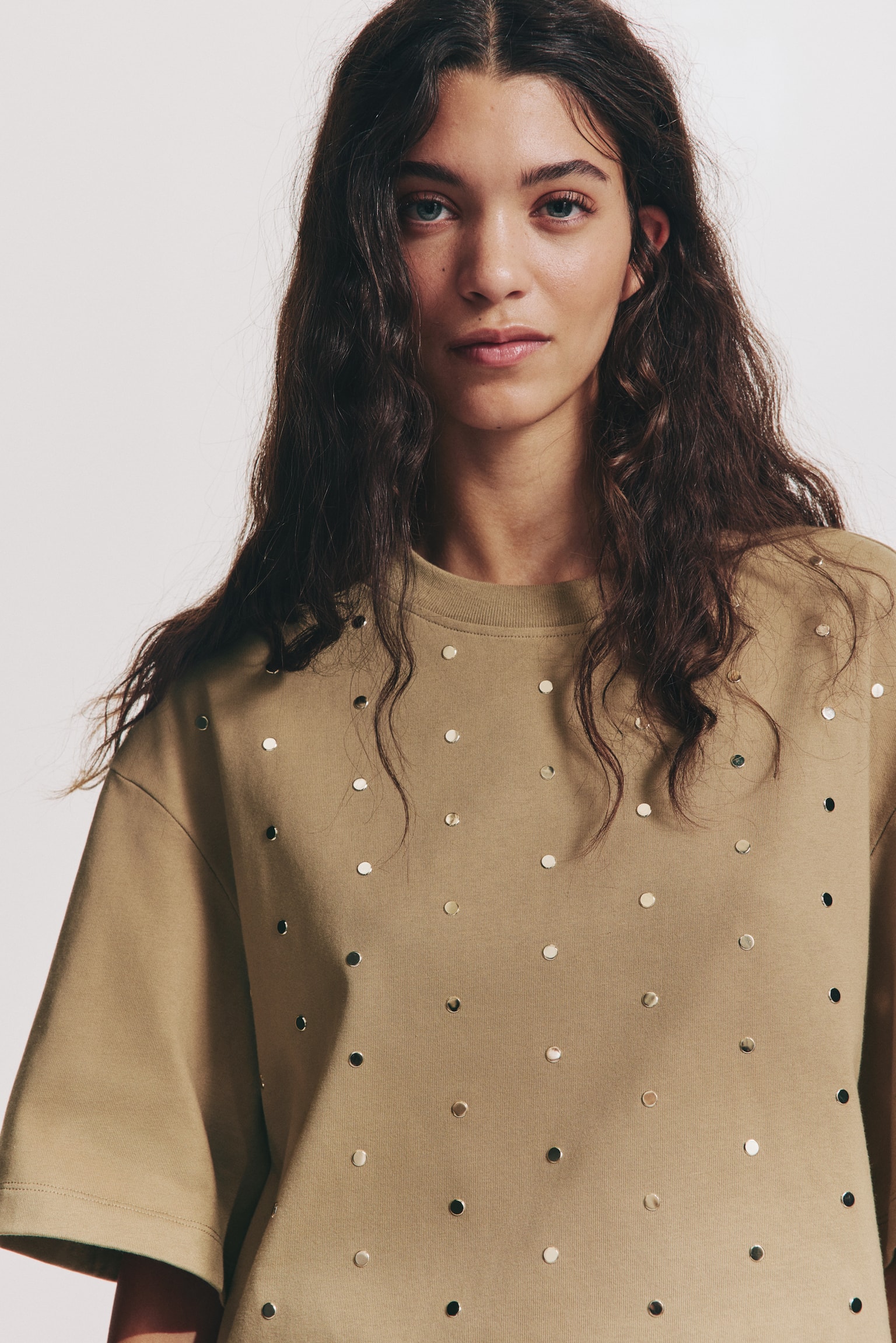 Embellished T-shirt - Beige/Cream - 2