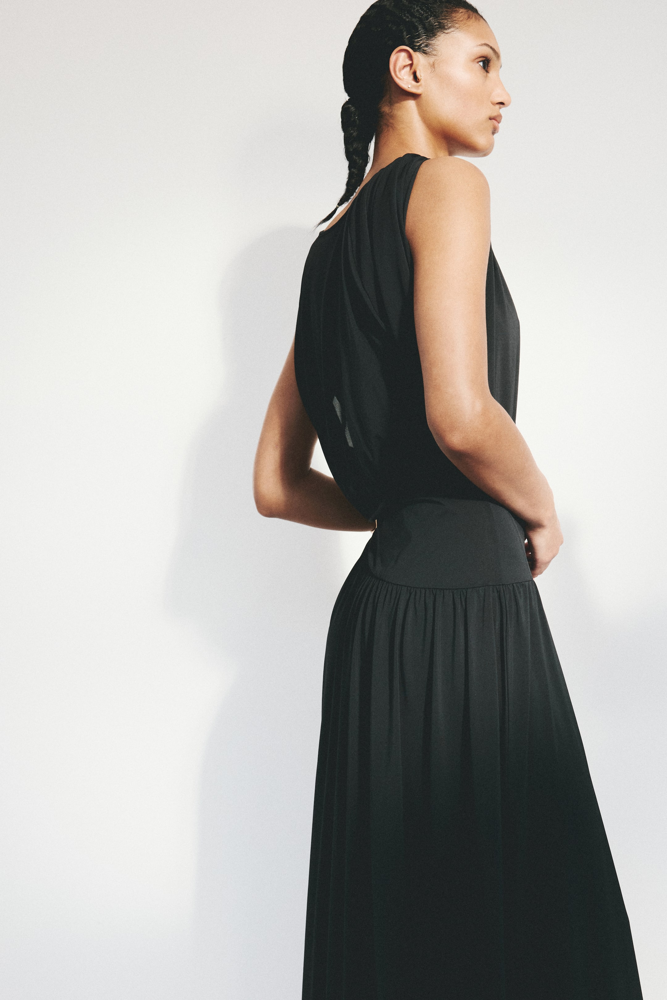 Cape-Detail Jersey Dress