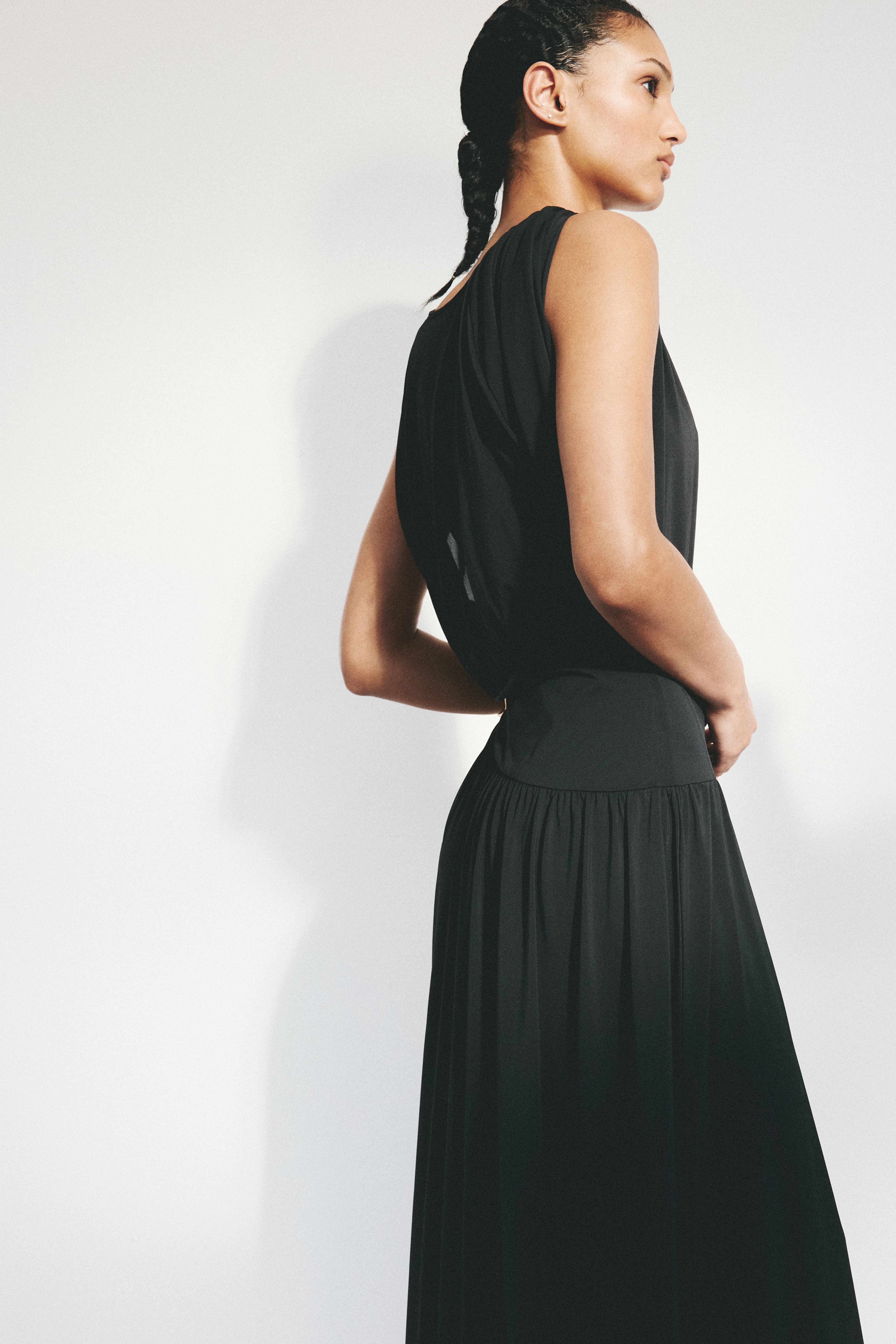 Cape-Detail Jersey Dress