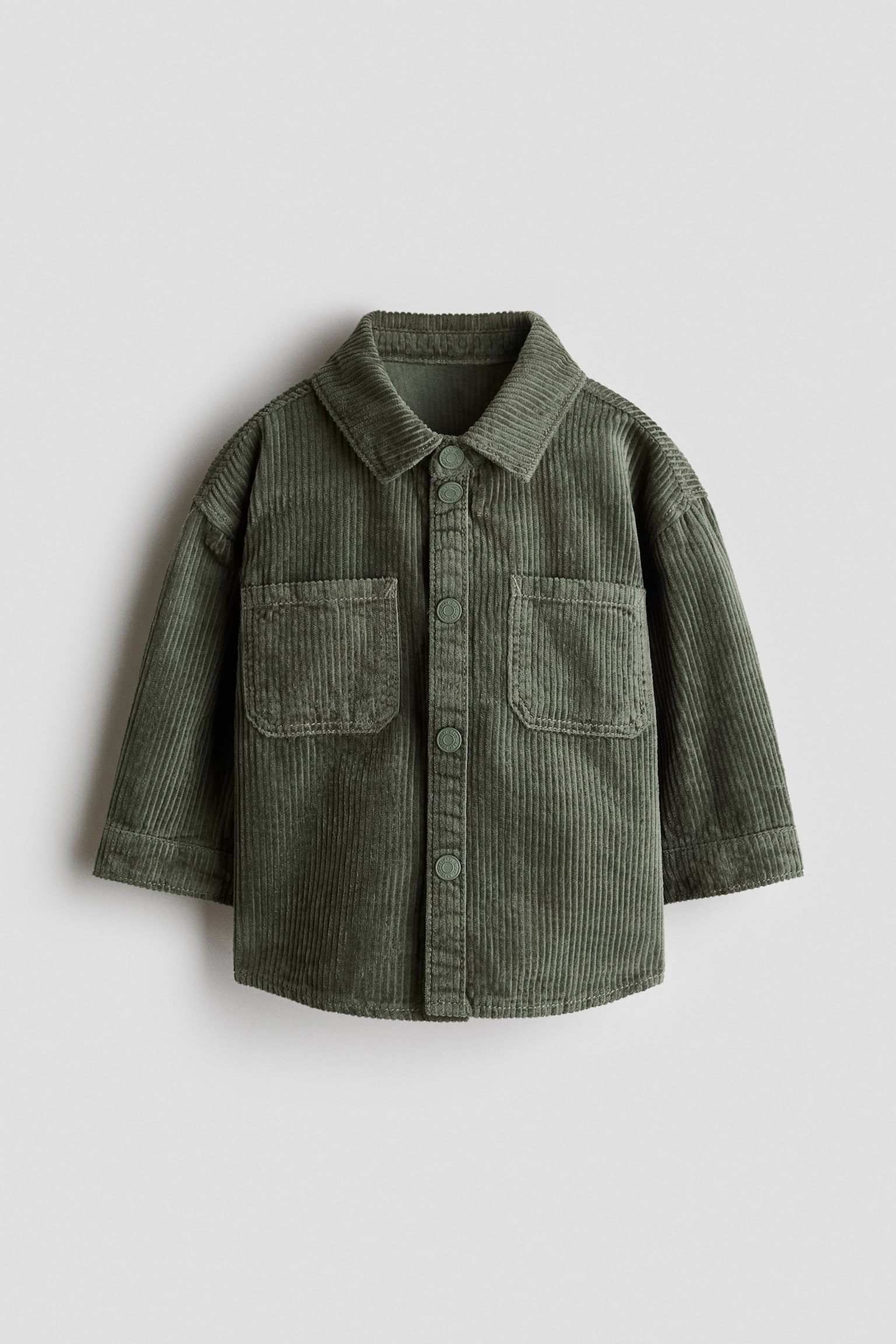 Áo sơ mi nhung tăm cotton - Màu xanh kaki đậm