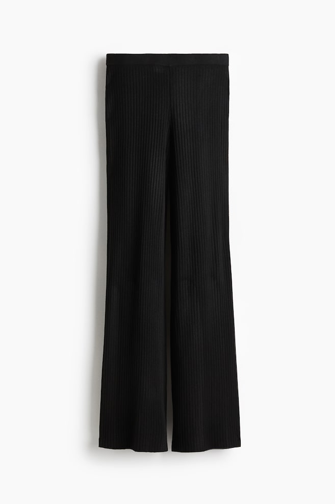 Rib-Knit Pants - Black/Cream - 1
