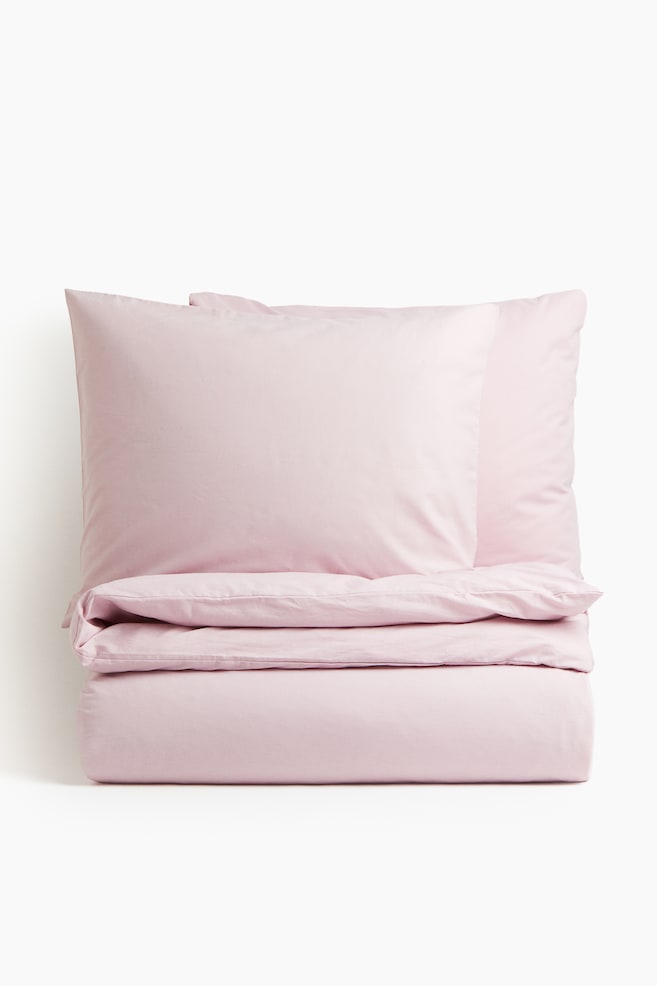 Cotton double/king duvet cover set - Light pink/Dark brown/Khaki green/White/Light grey/Dusty blue/Mole/Light khaki green/Grey/Light pink/Dusty pink/Sage green/Light beige/Greige/Dark beige/Grey/Brown/Grey/Light beige - 1